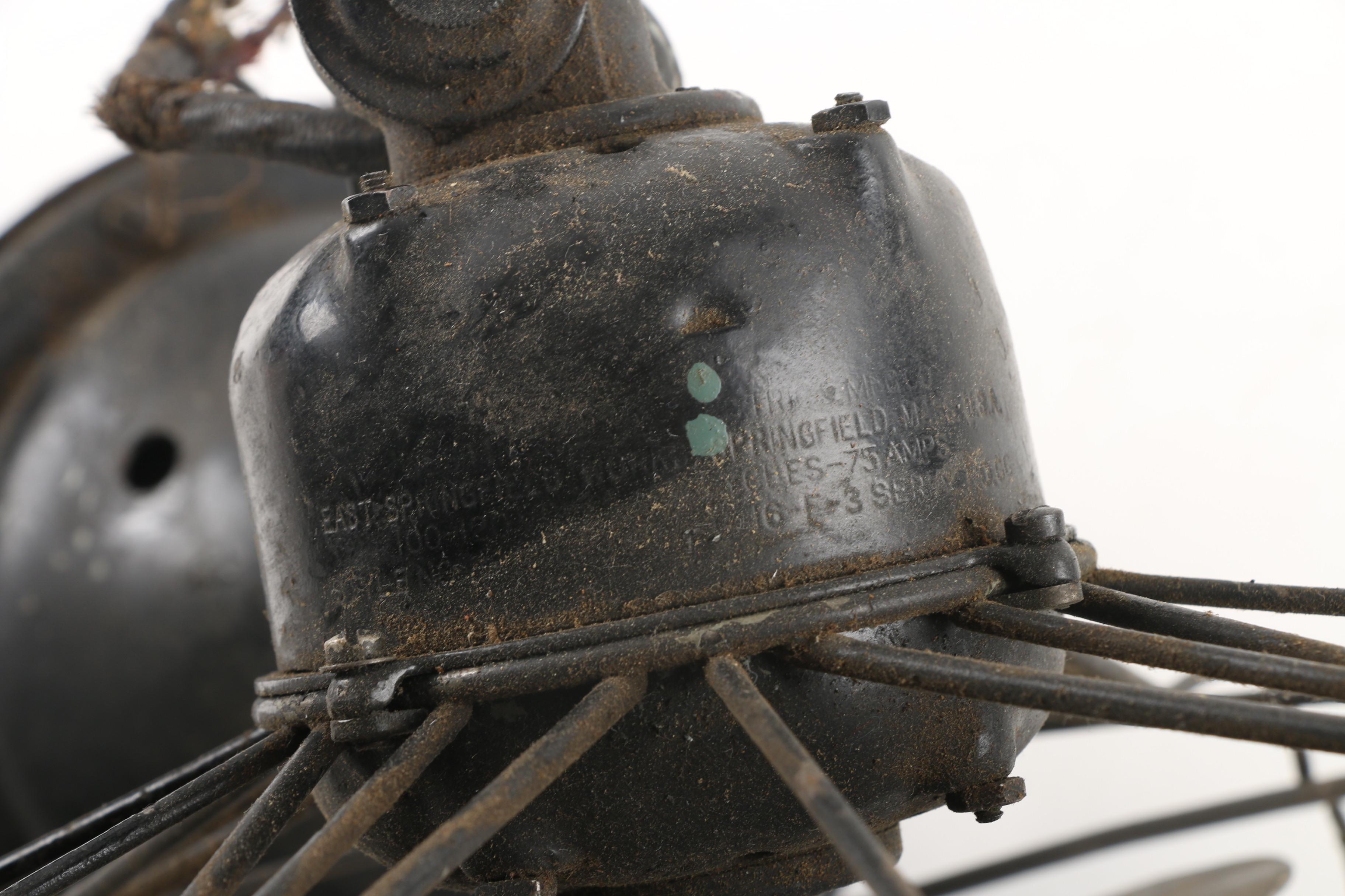 Vintage Springfield Table Fan With Metal Frame