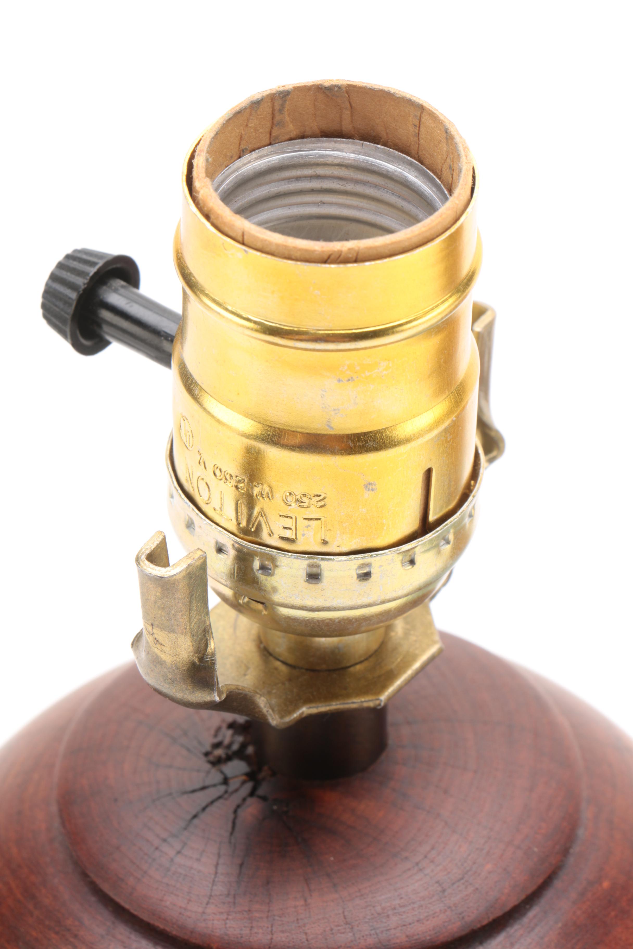 W Kohler Lamp & Shade Co. Acid Washed Copper Lampshade with Teakwood Base