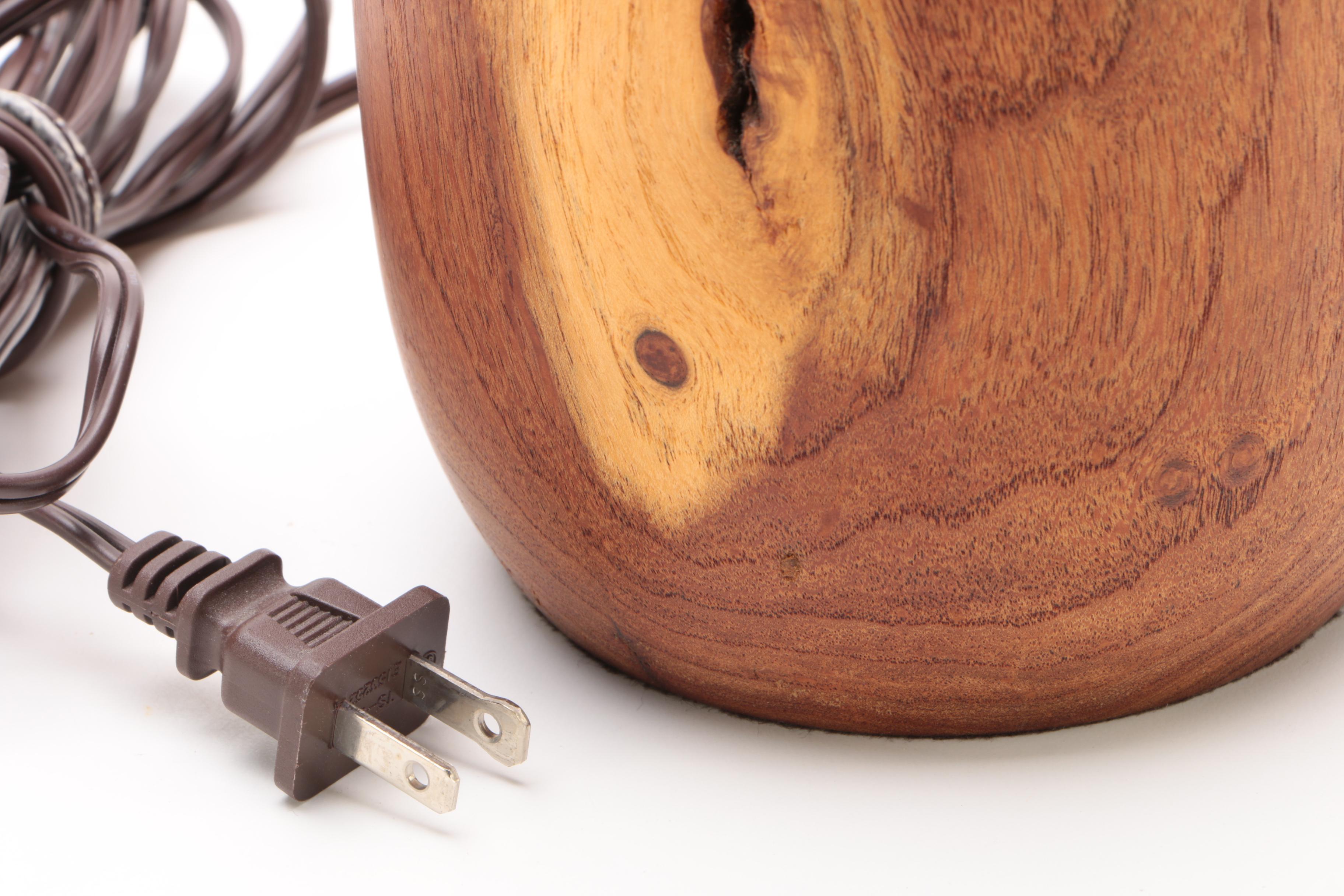 W Kohler Lamp & Shade Co. Acid Washed Copper Lampshade with Teakwood Base