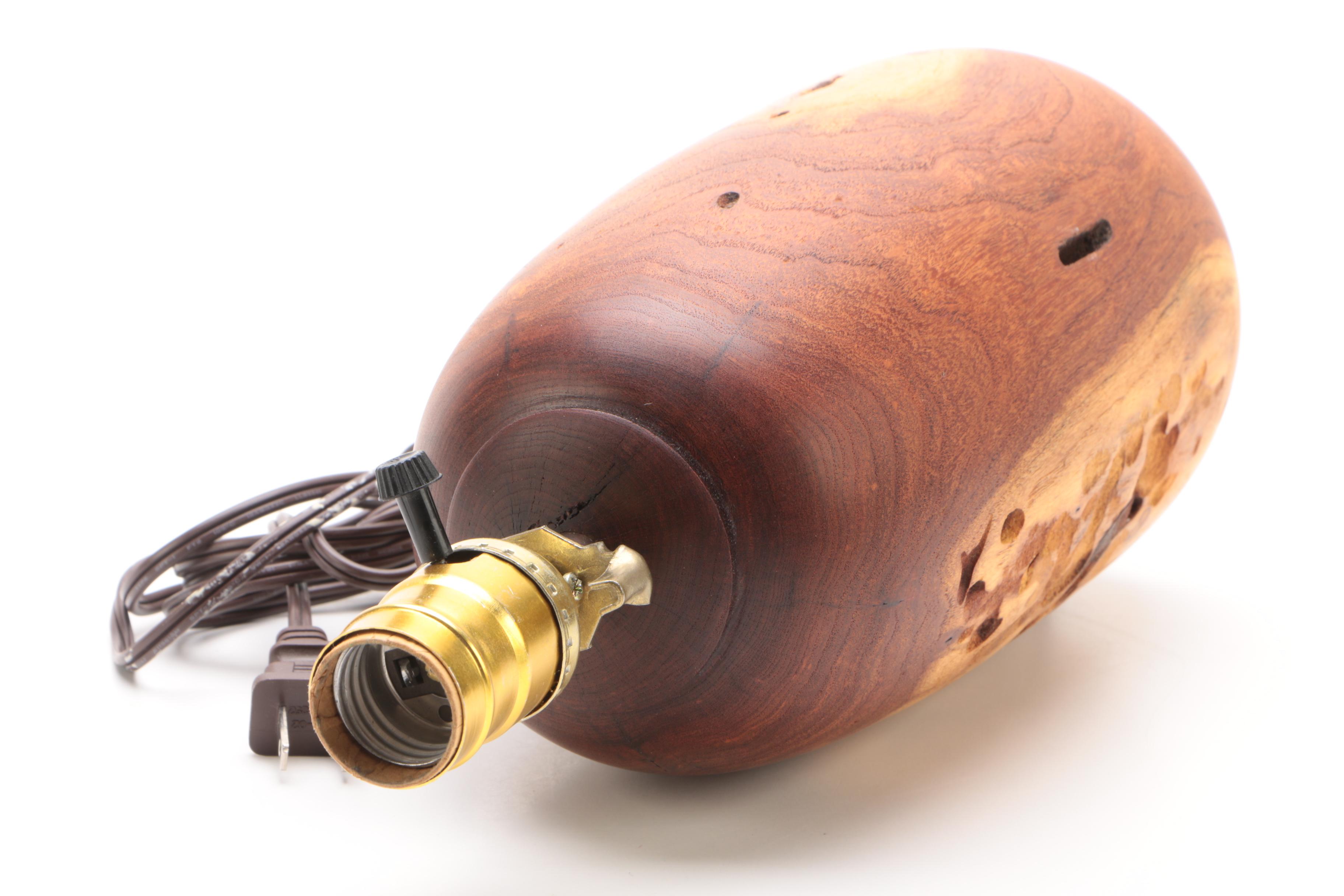 W Kohler Lamp & Shade Co. Acid Washed Copper Lampshade with Teakwood Base