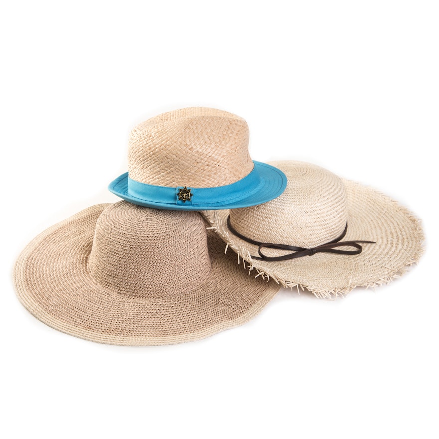 Woven Straw and Cellophane Hats Featuring Jonathan Adler and J. McLaughlin