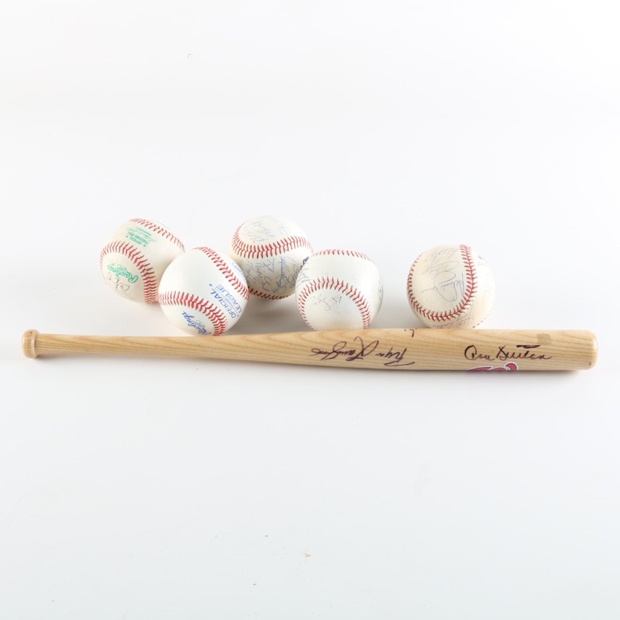 Washington Nationals Autographed Baseballs and Mini Bat