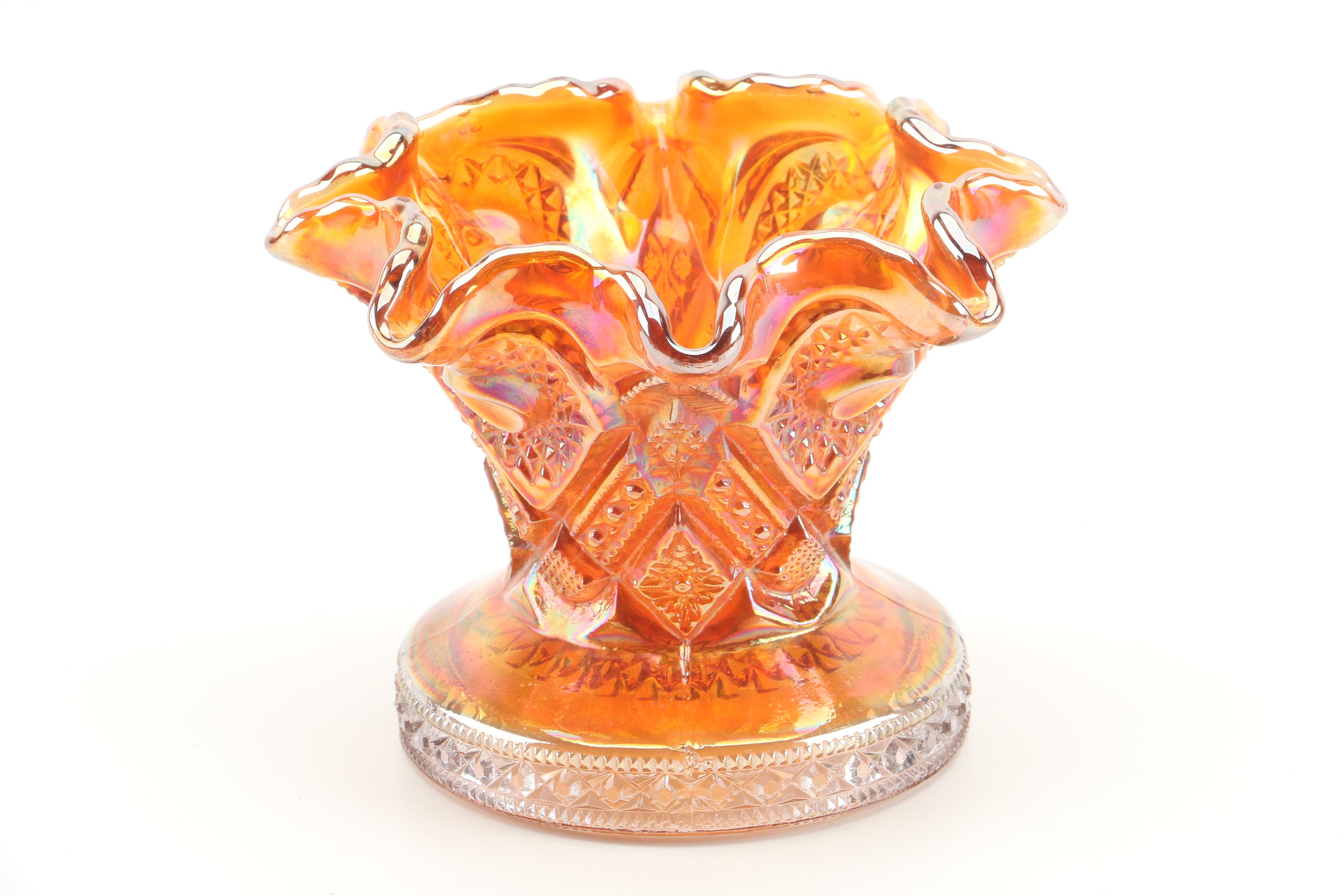 Imperial Glass "Fashion Marigold" Glass Punch Bowl and Stand with Cups