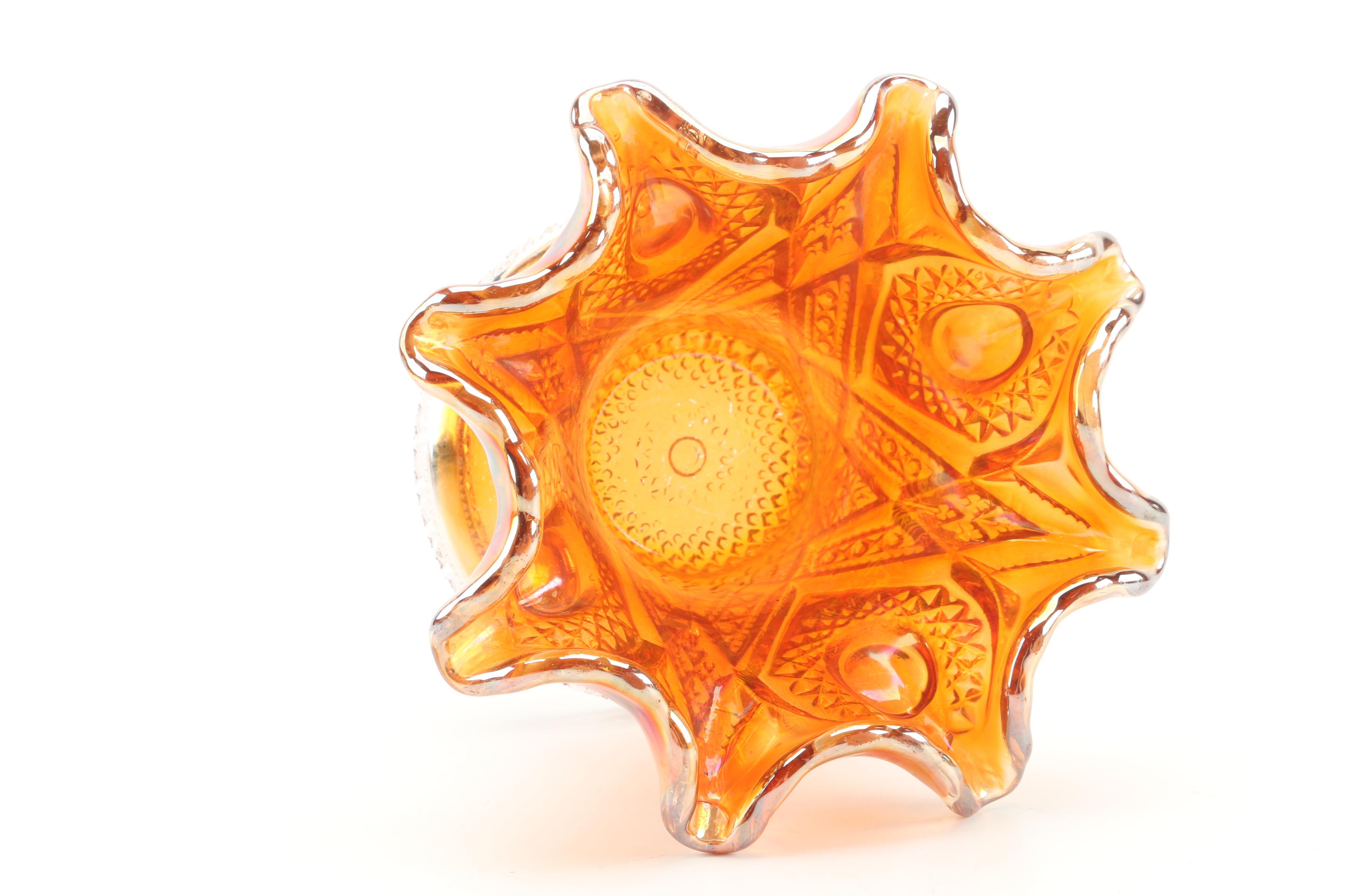 Imperial Glass "Fashion Marigold" Glass Punch Bowl and Stand with Cups