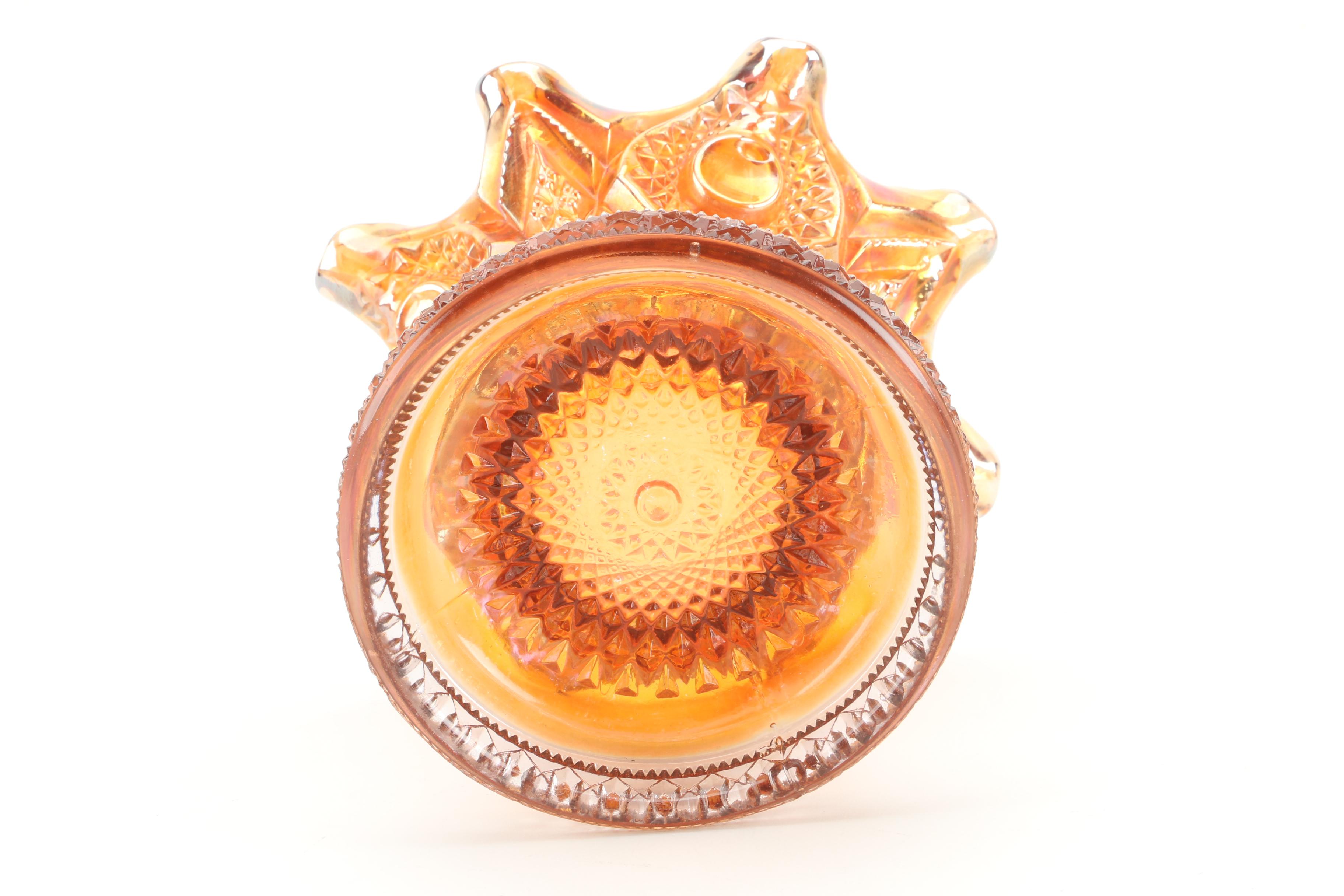 Imperial Glass "Fashion Marigold" Glass Punch Bowl and Stand with Cups