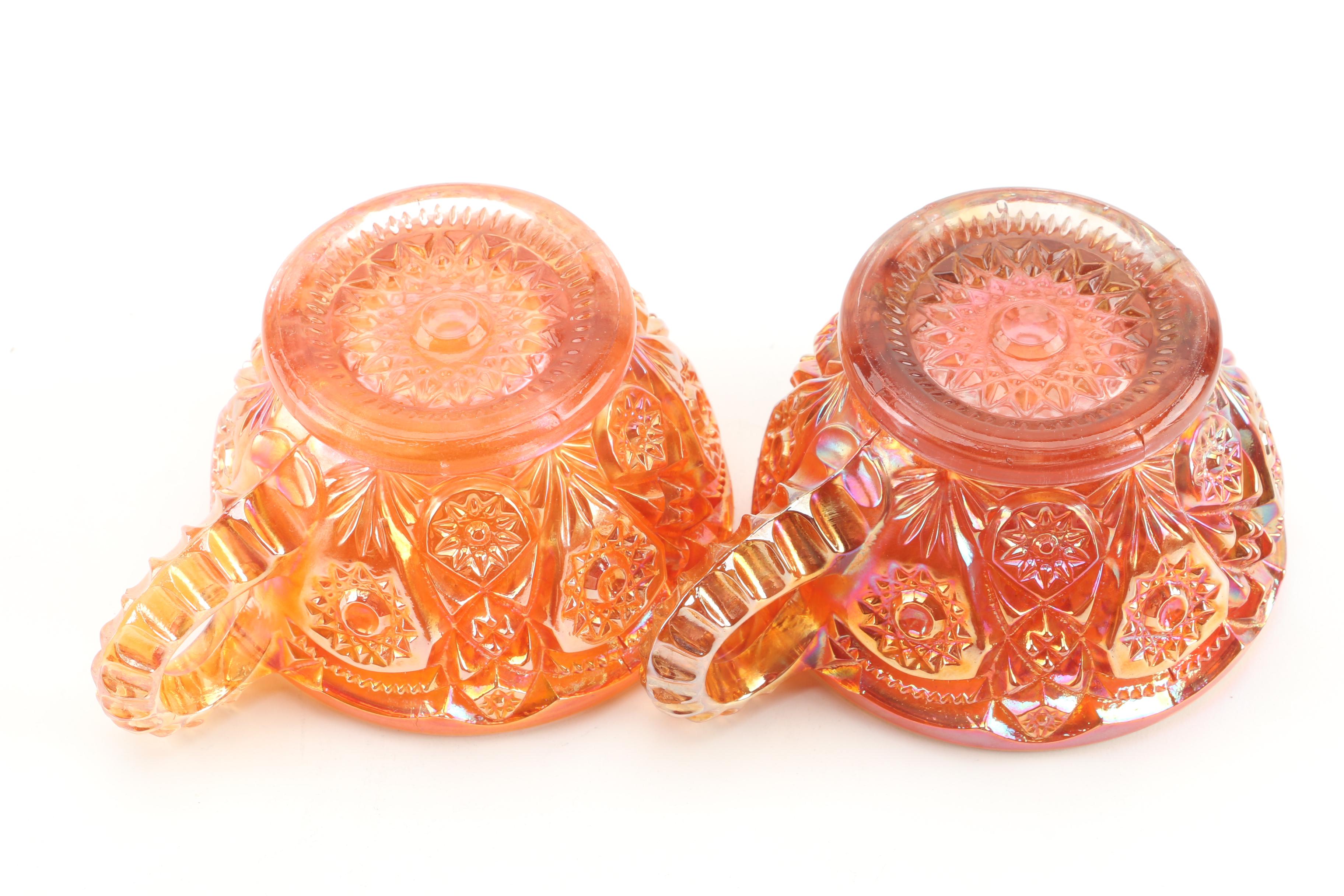 Imperial Glass "Fashion Marigold" Glass Punch Bowl and Stand with Cups