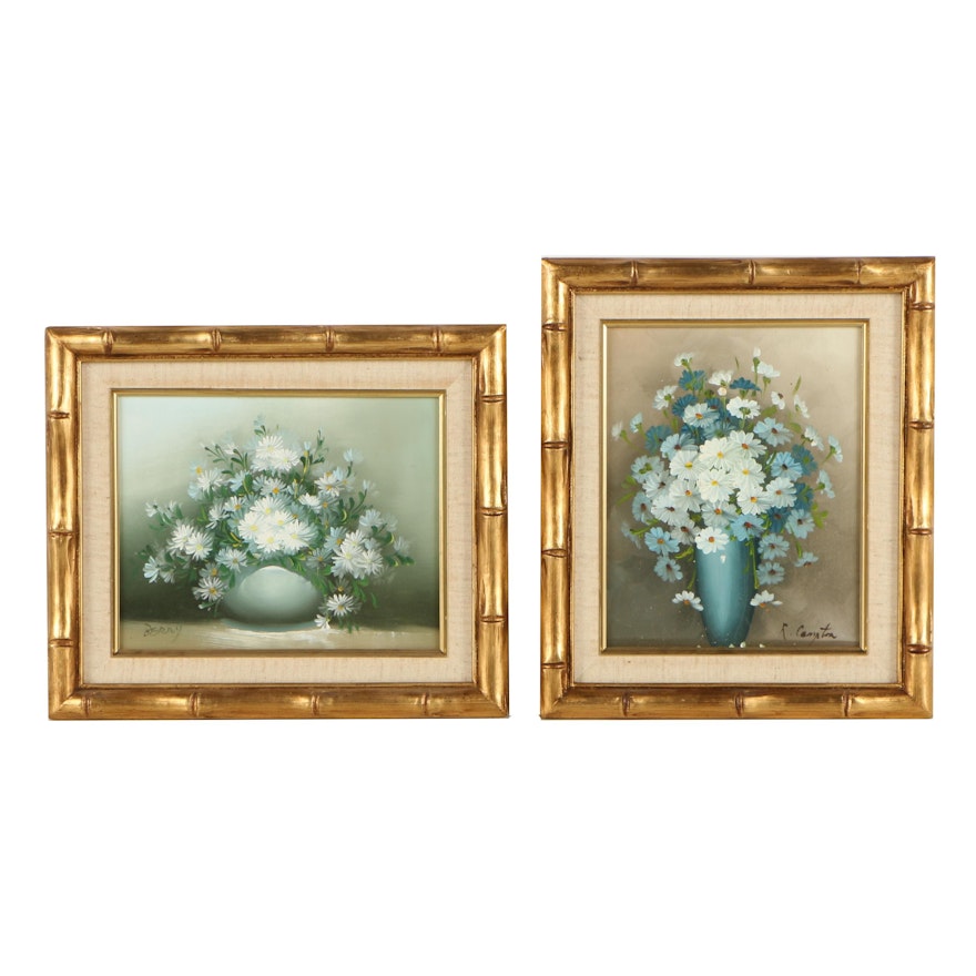 R. Campton and Berry Oil Paintings of Daisies