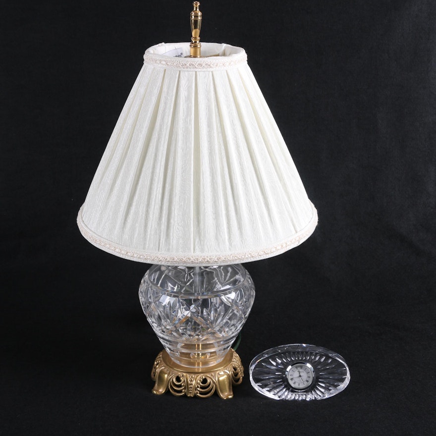 Waterford Crystal "Kent" Table Lamp and Oval Clock