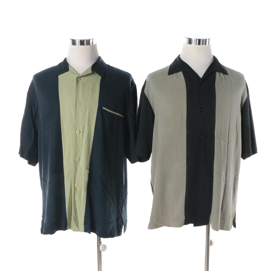 Men's Nat Nast Luxury Originals Silk Button-Front Short Sleeve Shirts