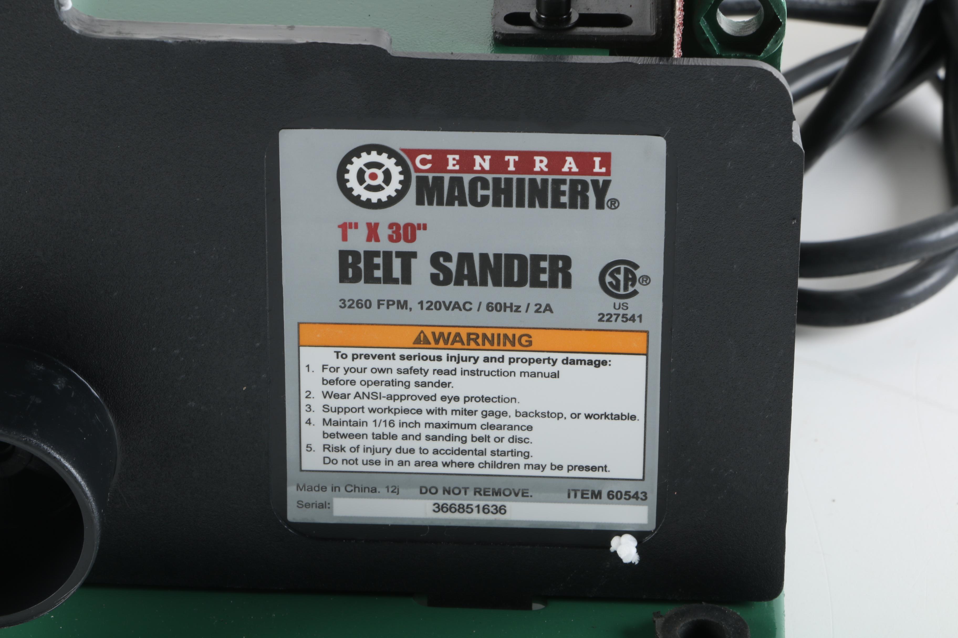 Central Machinery 1" x 30" Belt Sander