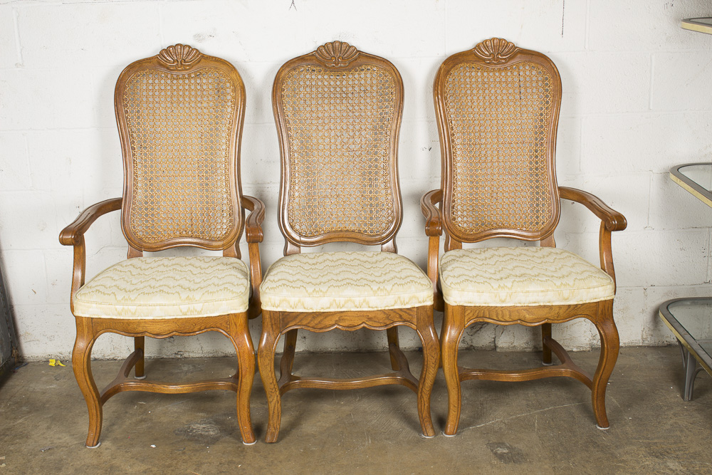 French Provincial Style Cane Back Dining Chairs by Hickory Manufacturing Company