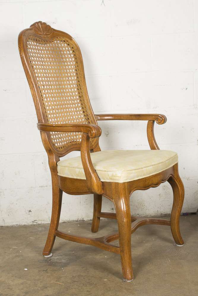 French Provincial Style Cane Back Dining Chairs by Hickory Manufacturing Company