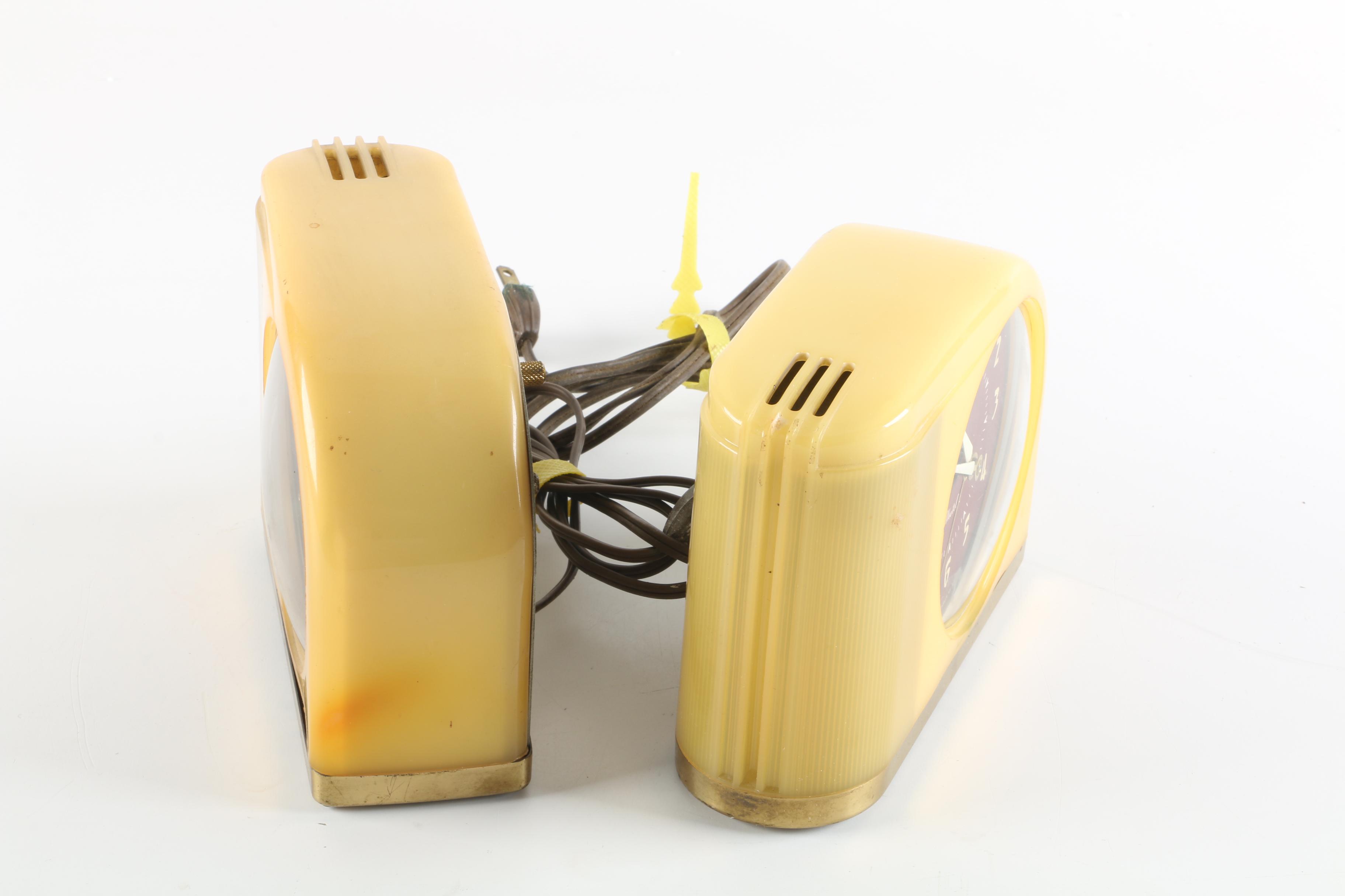 Circa 1950s Westclox "Moonbeam" Alarm Clocks