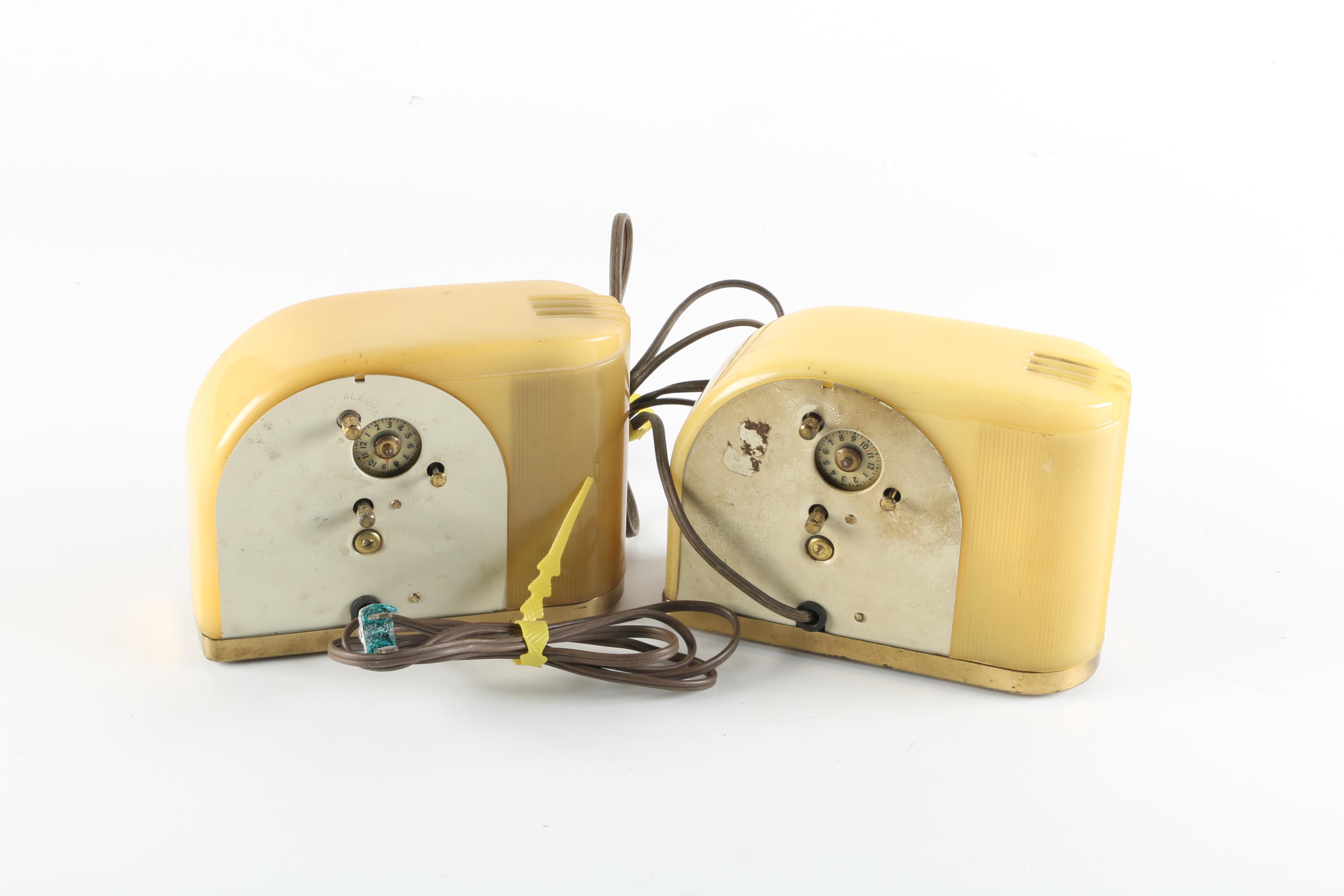 Circa 1950s Westclox "Moonbeam" Alarm Clocks