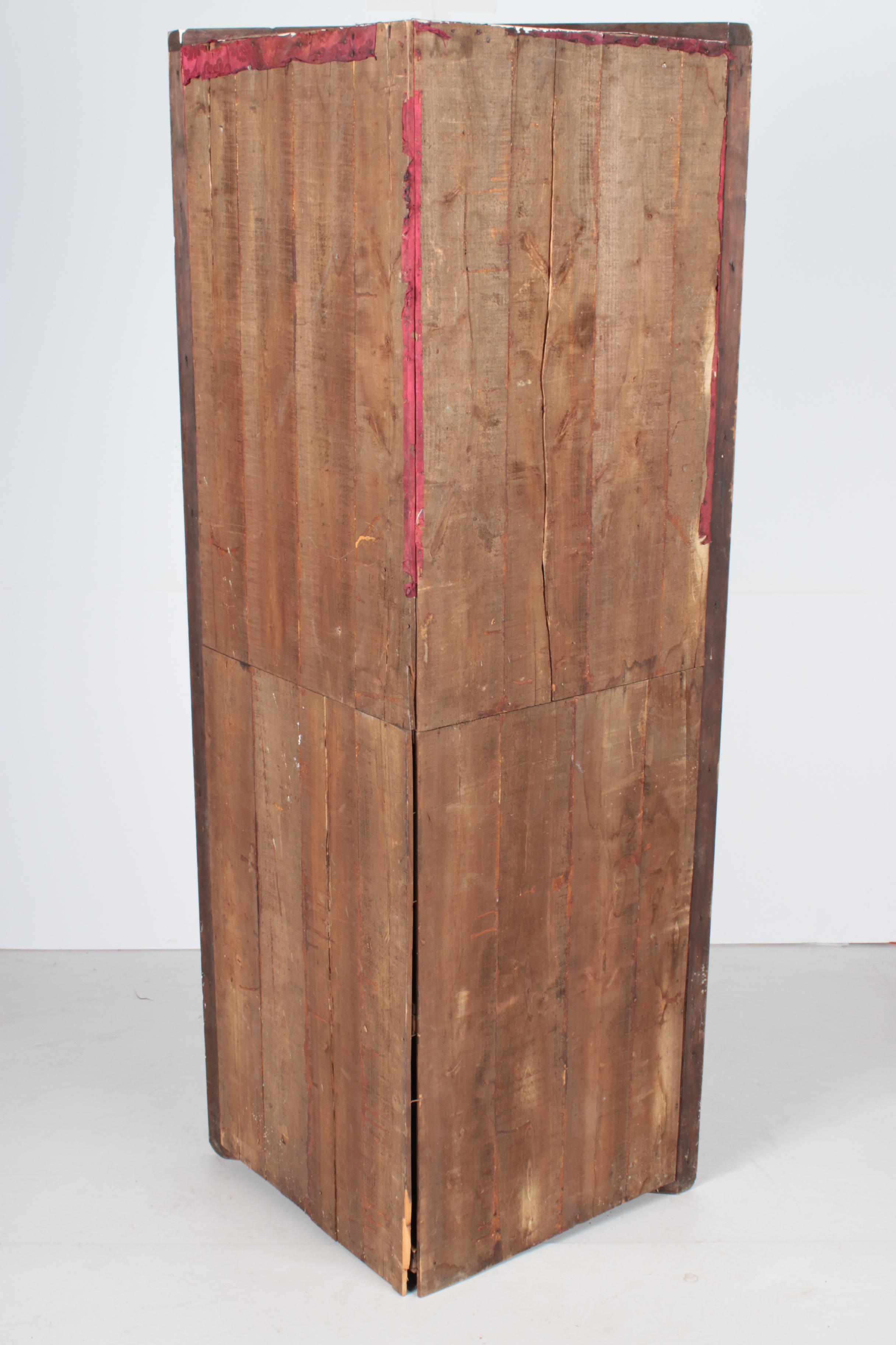 Spanish Colonial Style Pine Corner Cupboard with Antique Walnut Door Panel