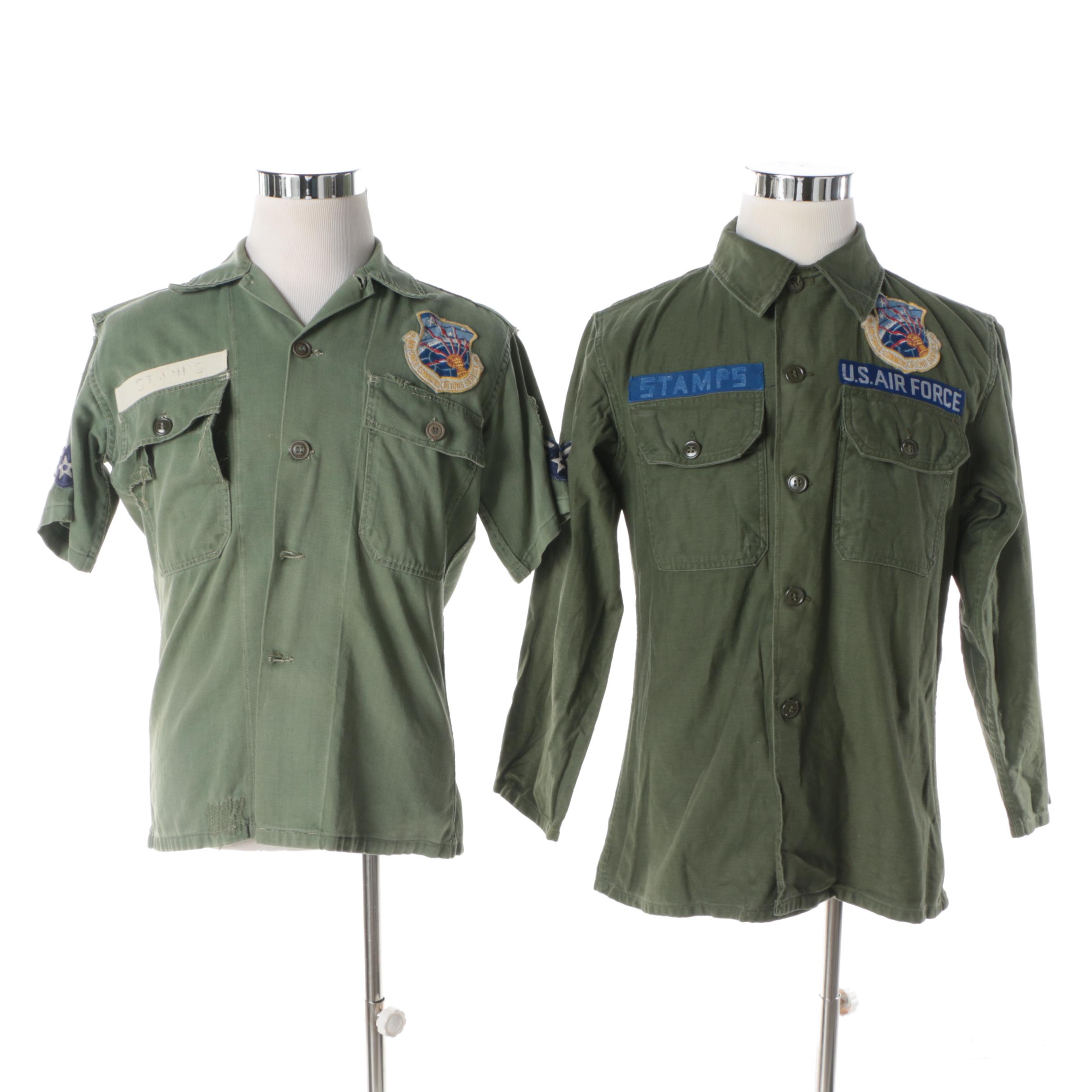 Men's Vintage US Air Force Communications Service Button-Front Shirts