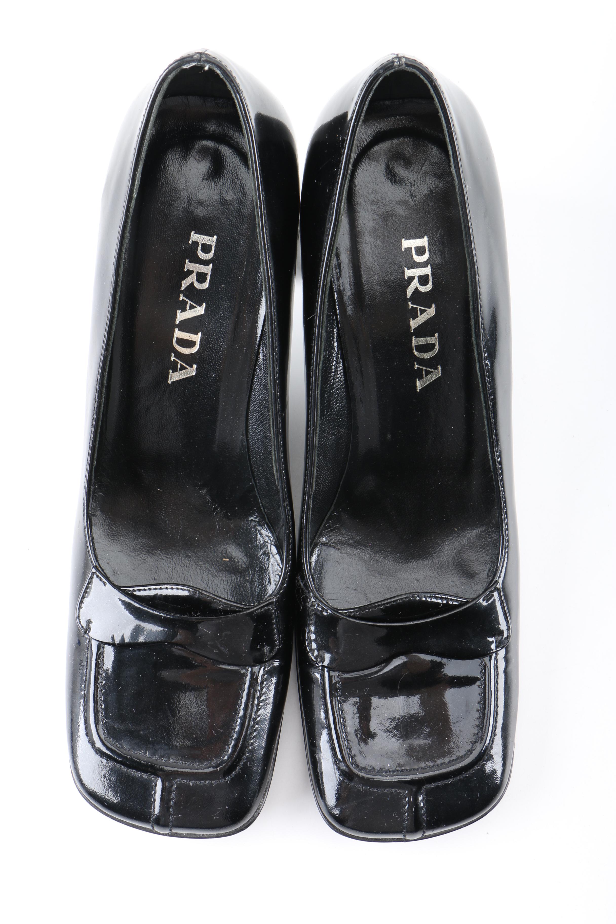 Prada Black Patent Leather High-Heeled Shoes
