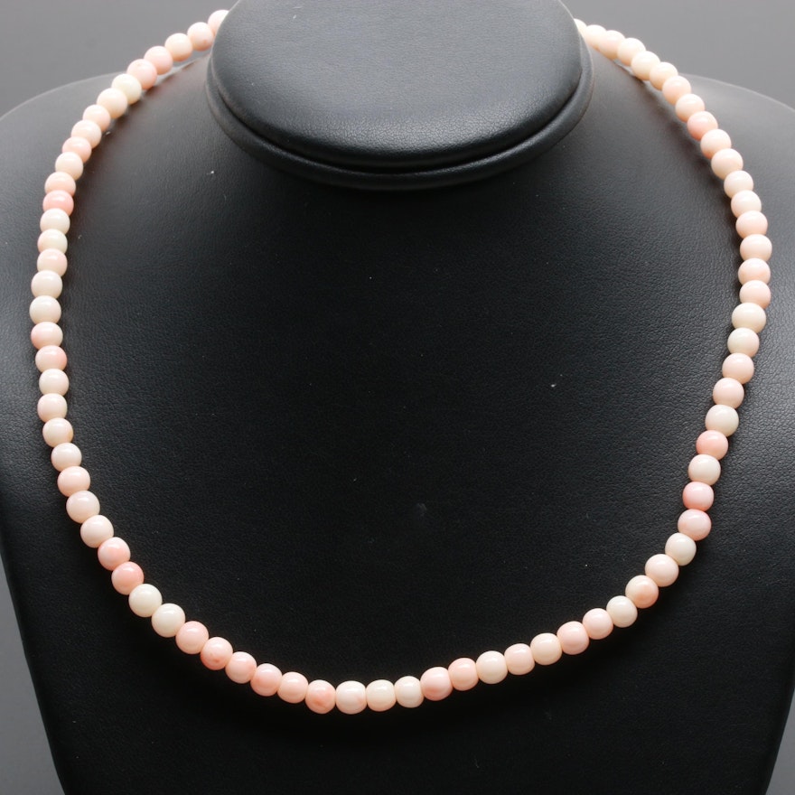 10K and 14K Yellow Gold Coral Beaded Necklace