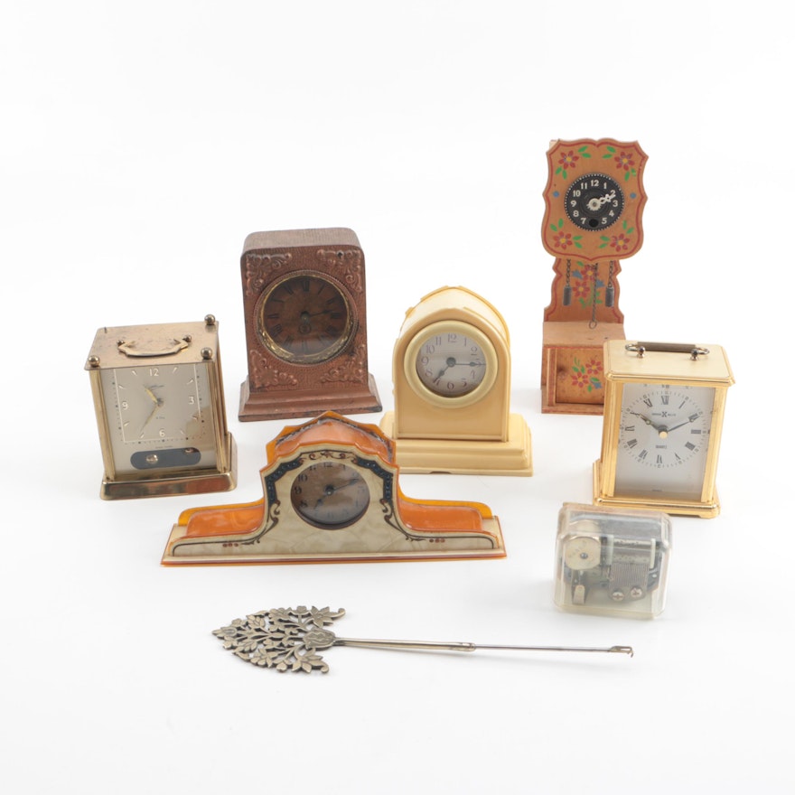 Vintage Shelf Clocks and Music Box