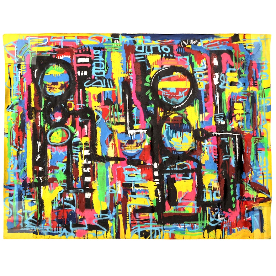 R.C. Raynor Large-scale Acrylic on Canvas Urban Graffiti Style Painting