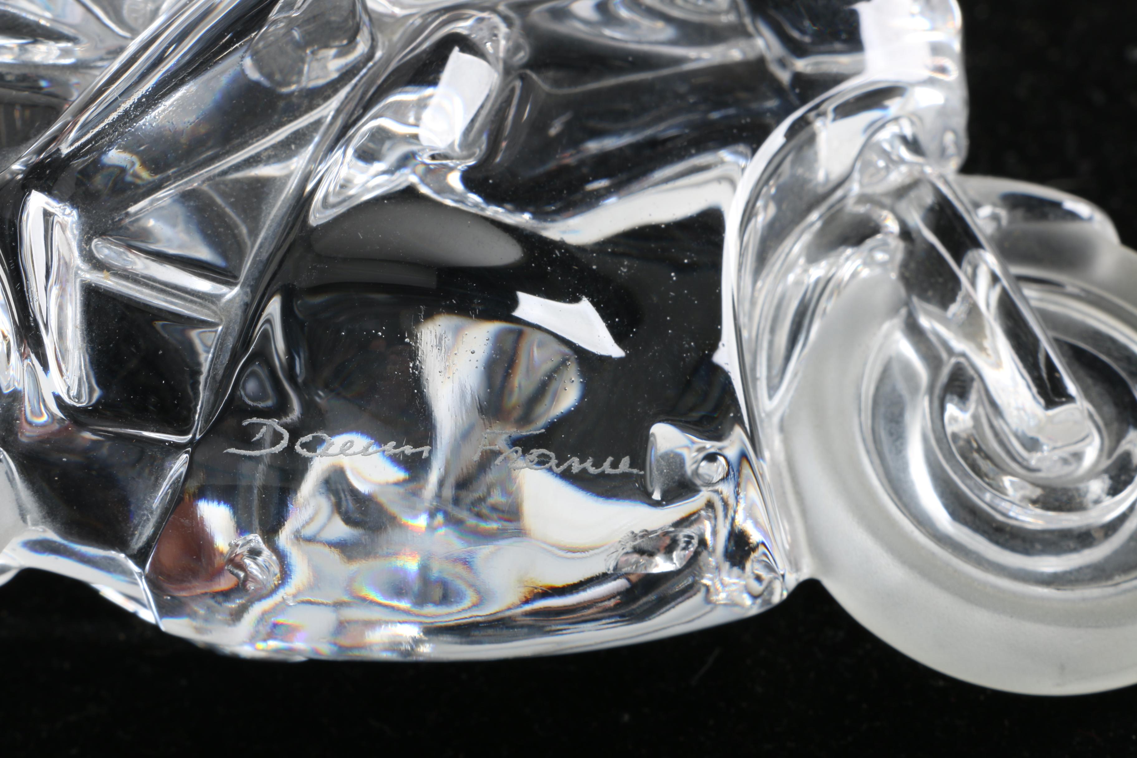 Motorcycle and Rider Shaped Paperweights Featuring Crystal Daum France