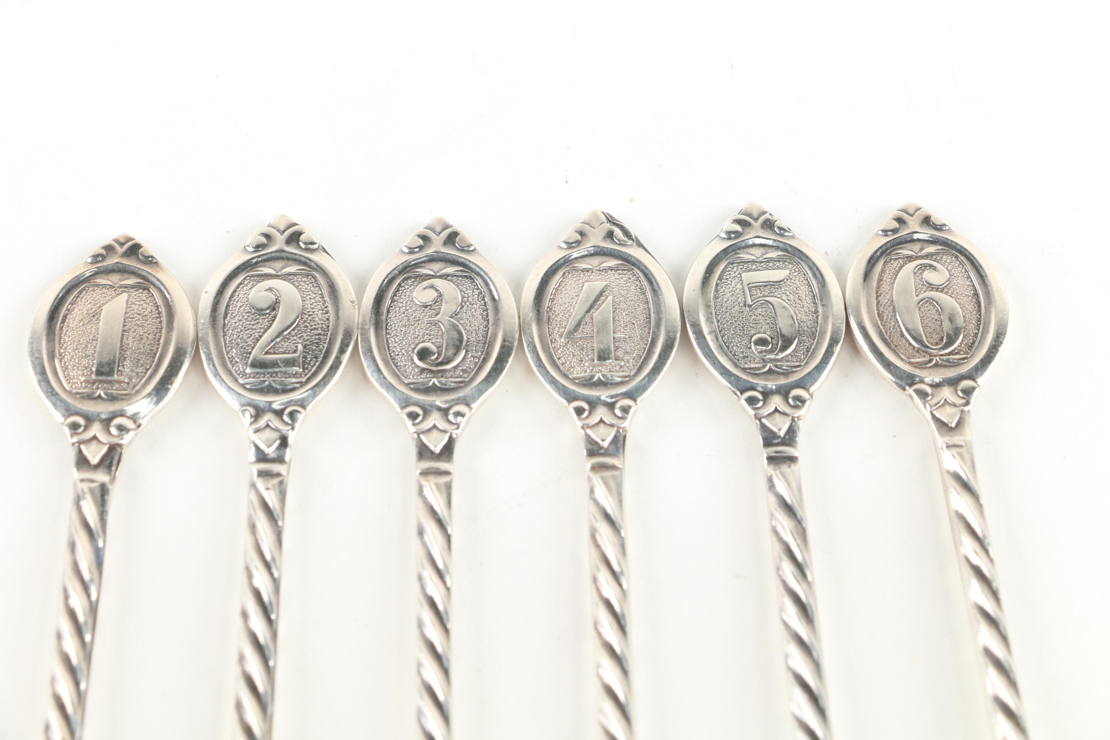 Vintage Nickel Silver Cocktail Muddler Spoons with Numbered Handles