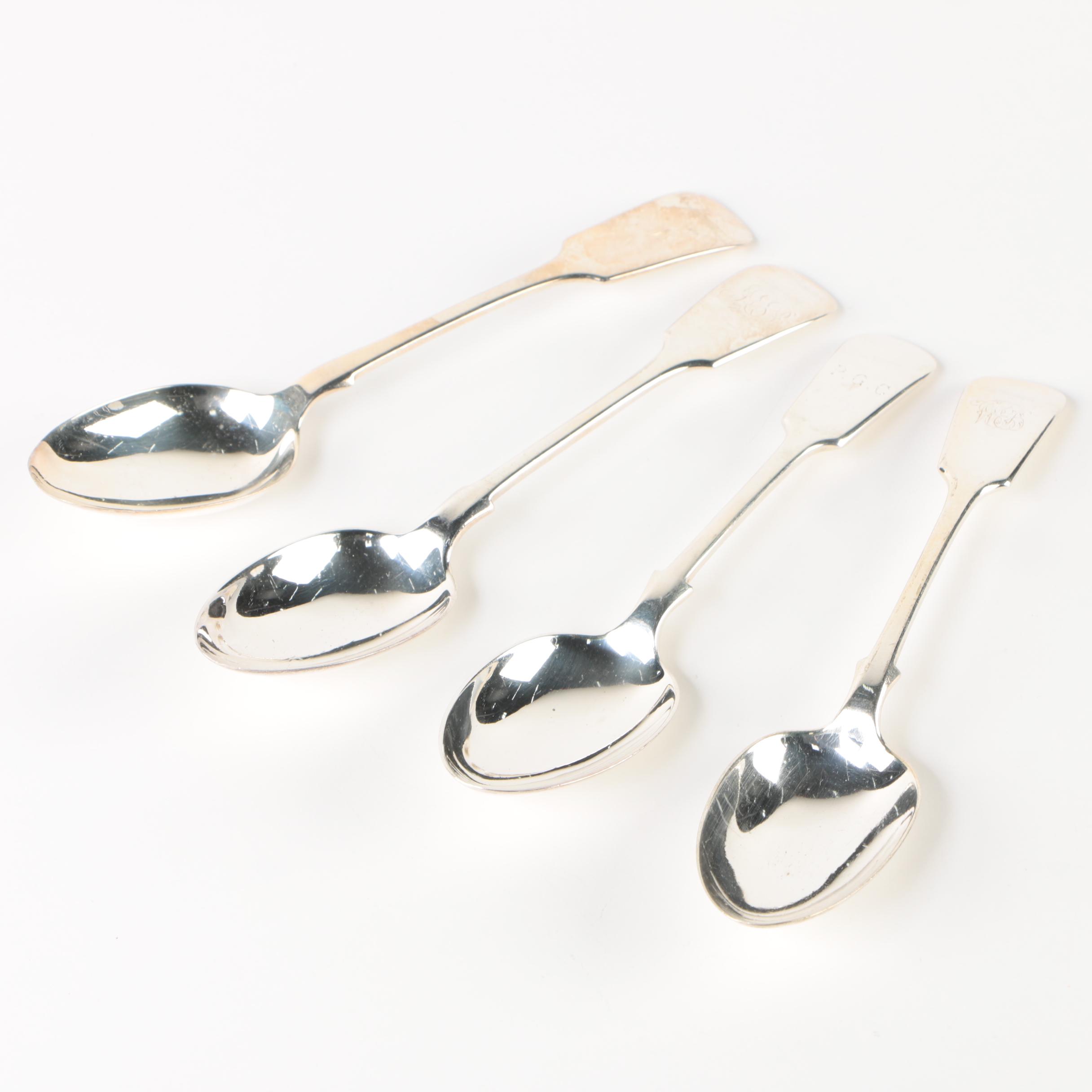 Vintage English Silver Plate Fiddle Handle Spoons Featuring Henry Hobson & Sons