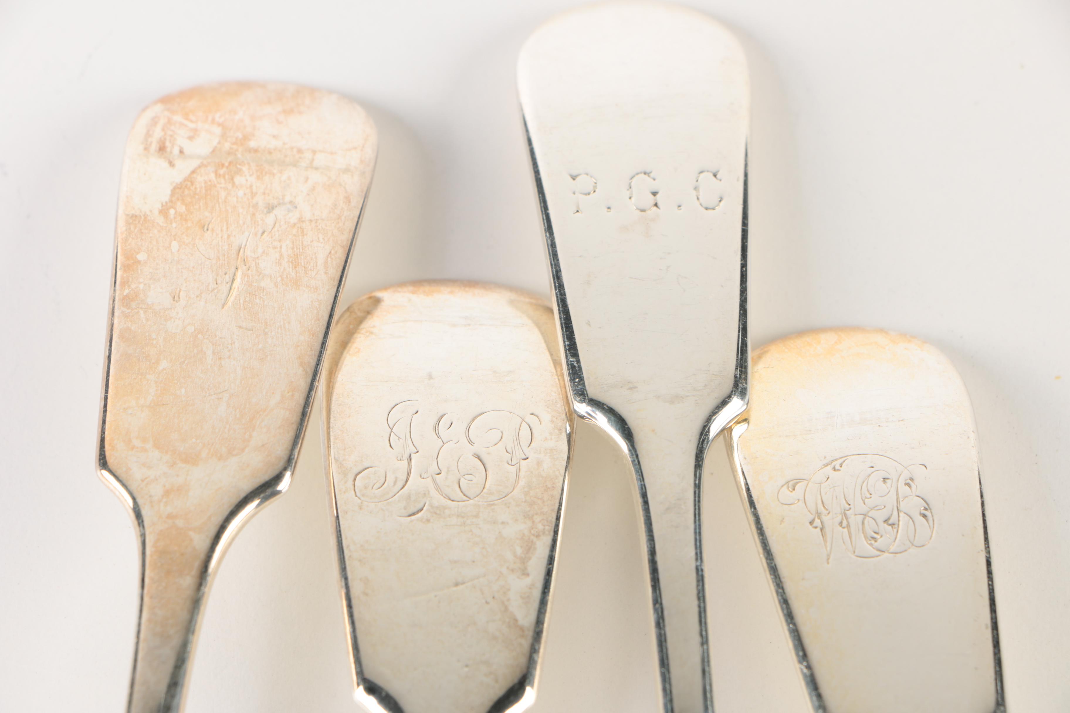 Vintage English Silver Plate Fiddle Handle Spoons Featuring Henry Hobson & Sons