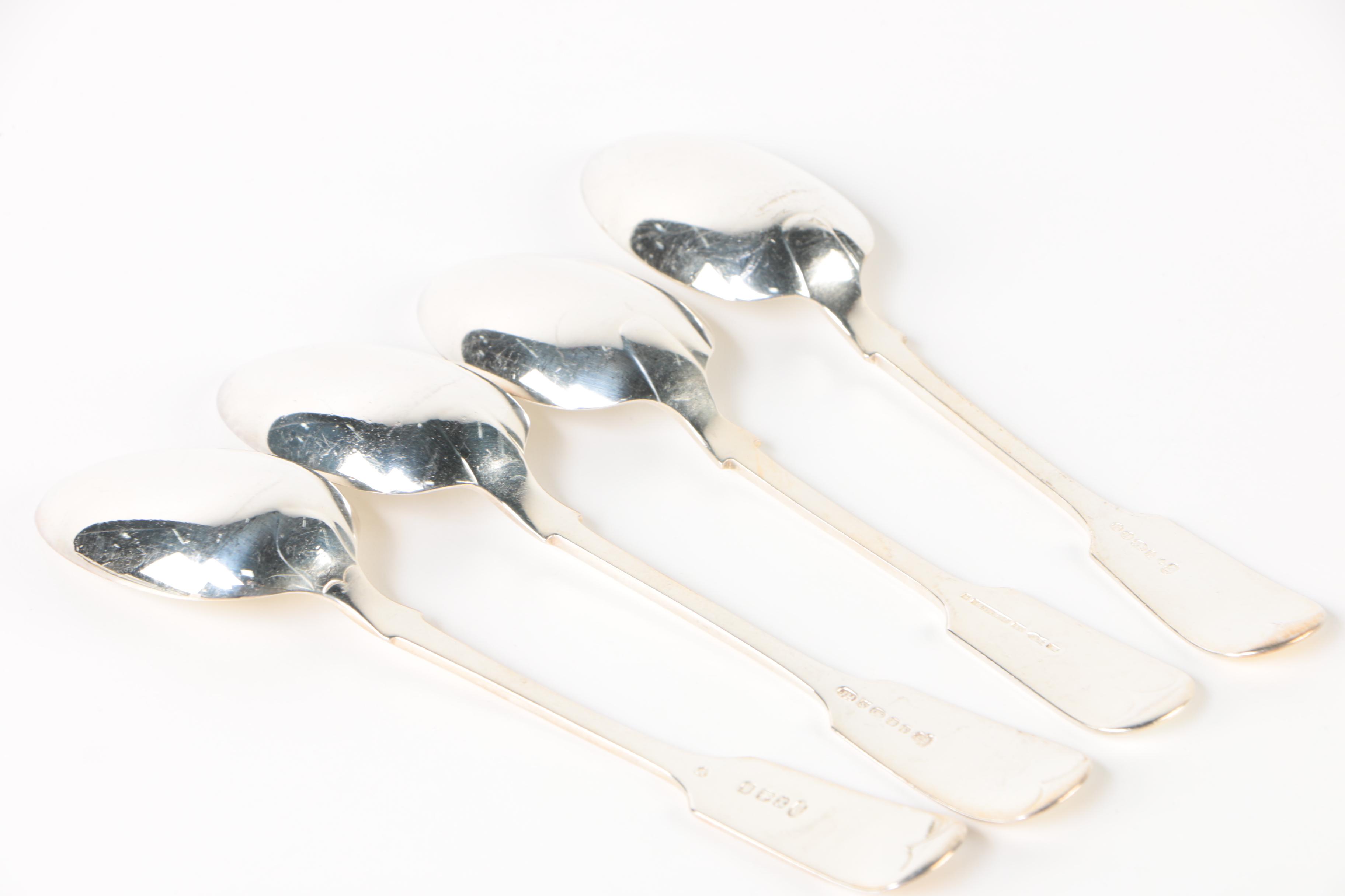 Vintage English Silver Plate Fiddle Handle Spoons Featuring Henry Hobson & Sons