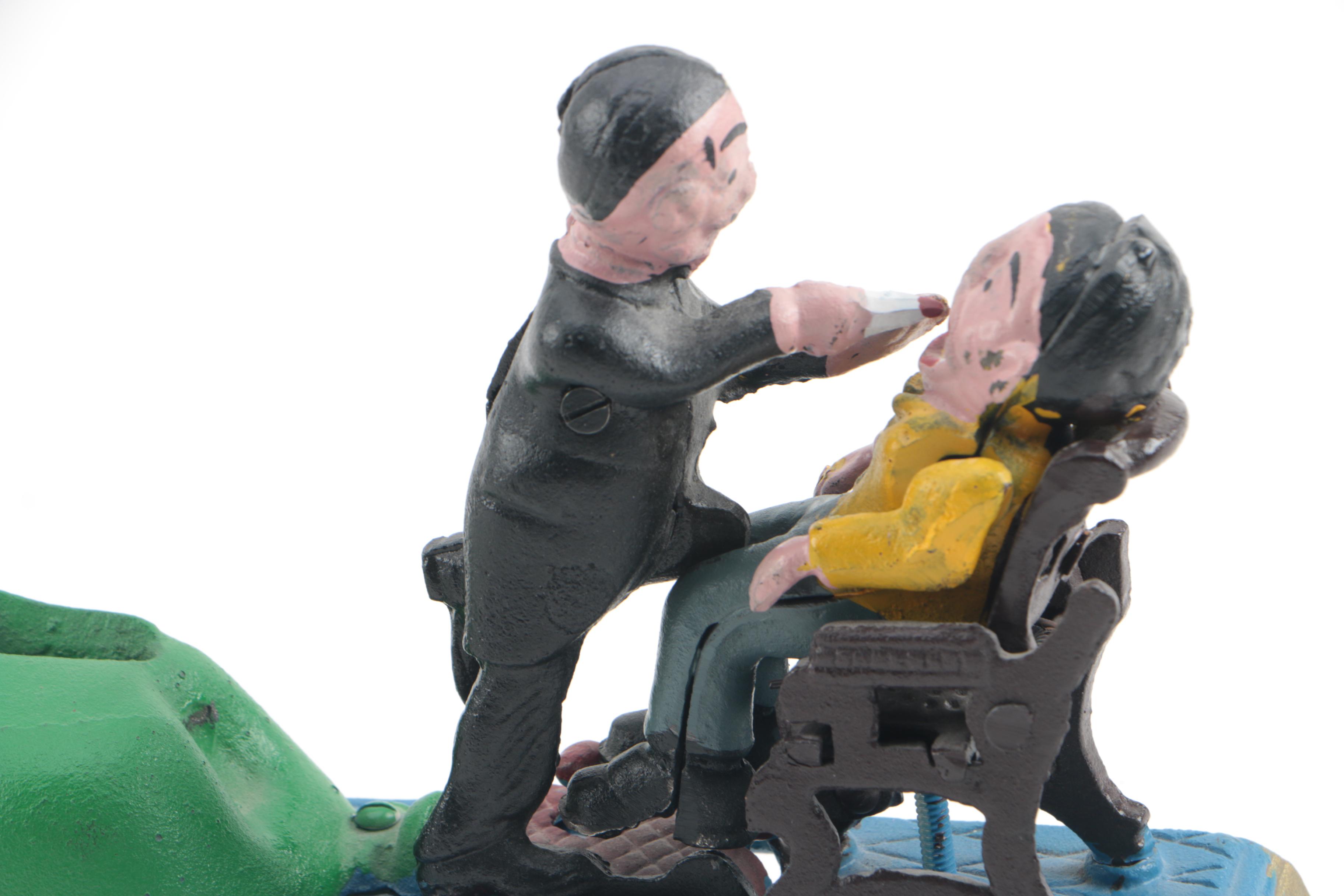 Reproduction Cast Iron Dentist Mechanical Coin Bank