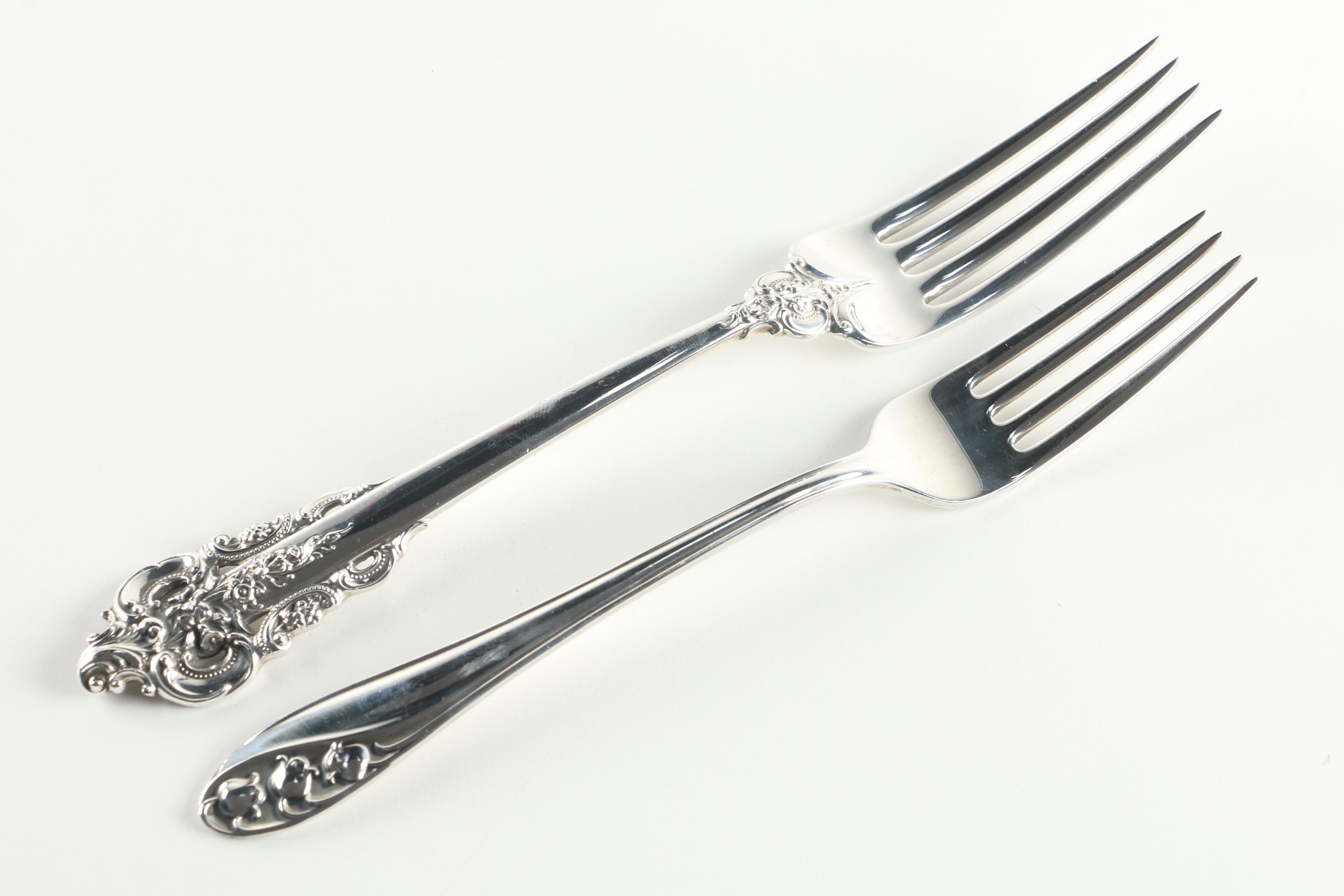 Sterling Silver Dinner Forks Featuring Kirk-Stieff Co. and R. Wallace & Sons