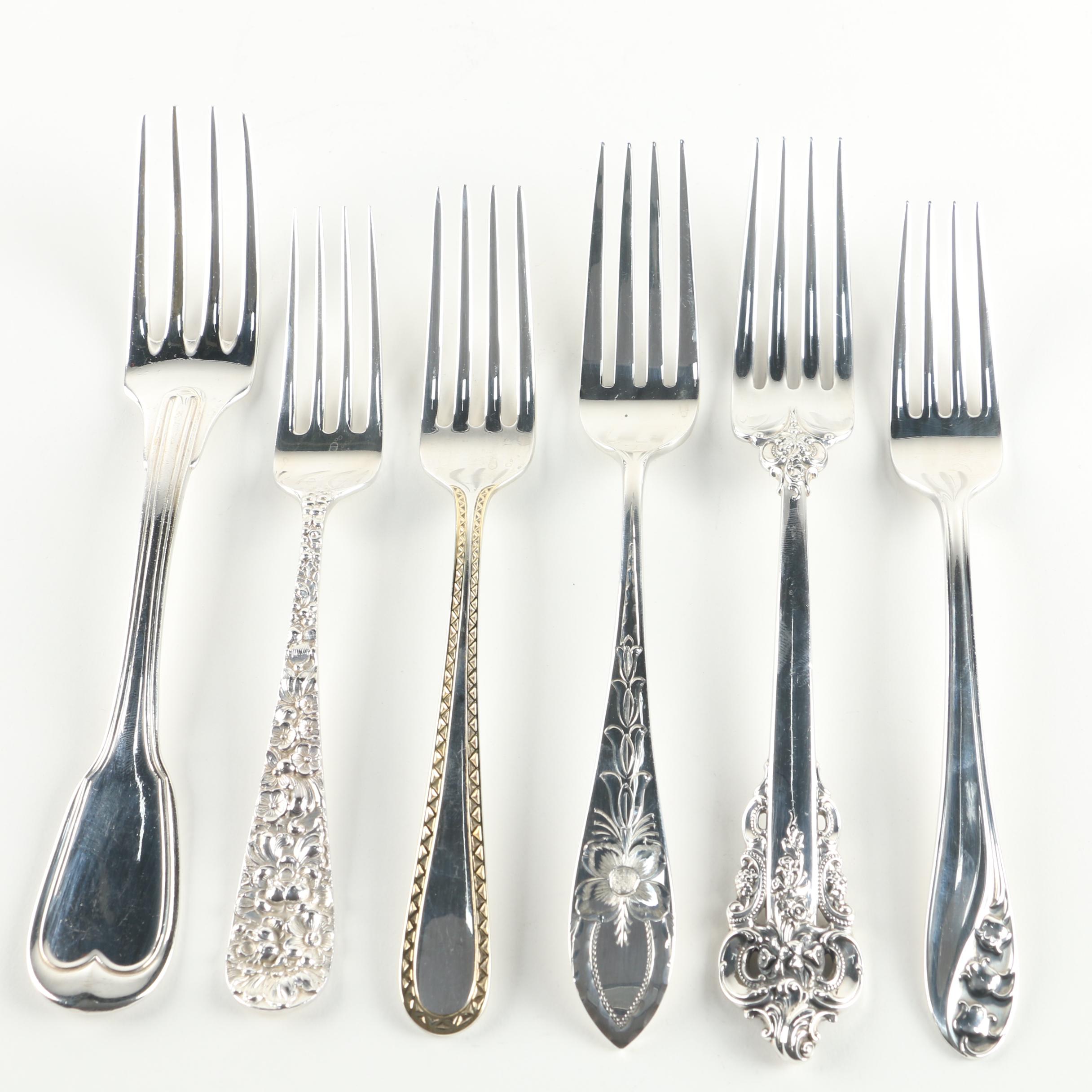 Sterling Silver Dinner Forks Featuring Kirk-Stieff Co. and R. Wallace & Sons