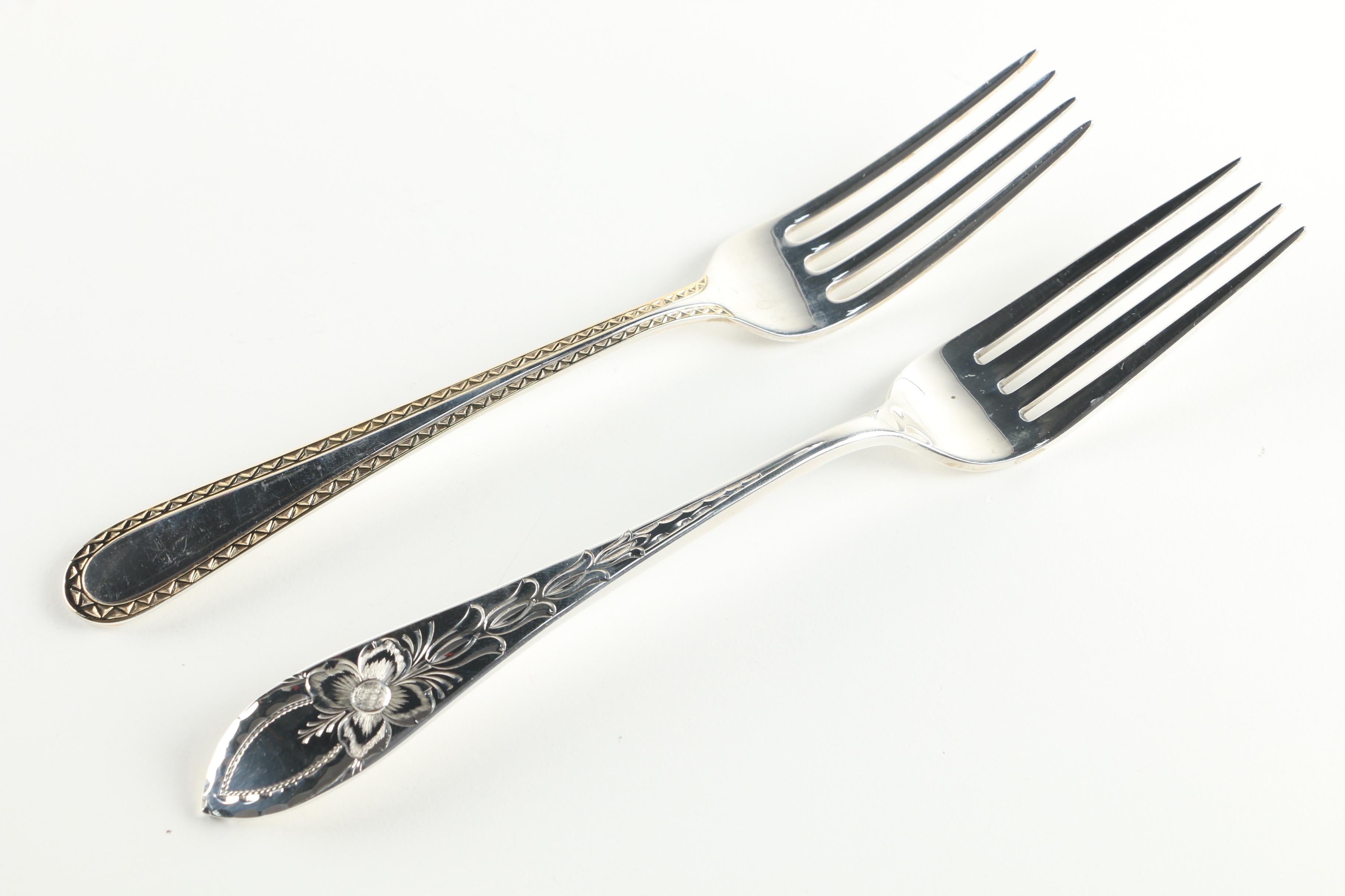 Sterling Silver Dinner Forks Featuring Kirk-Stieff Co. and R. Wallace & Sons