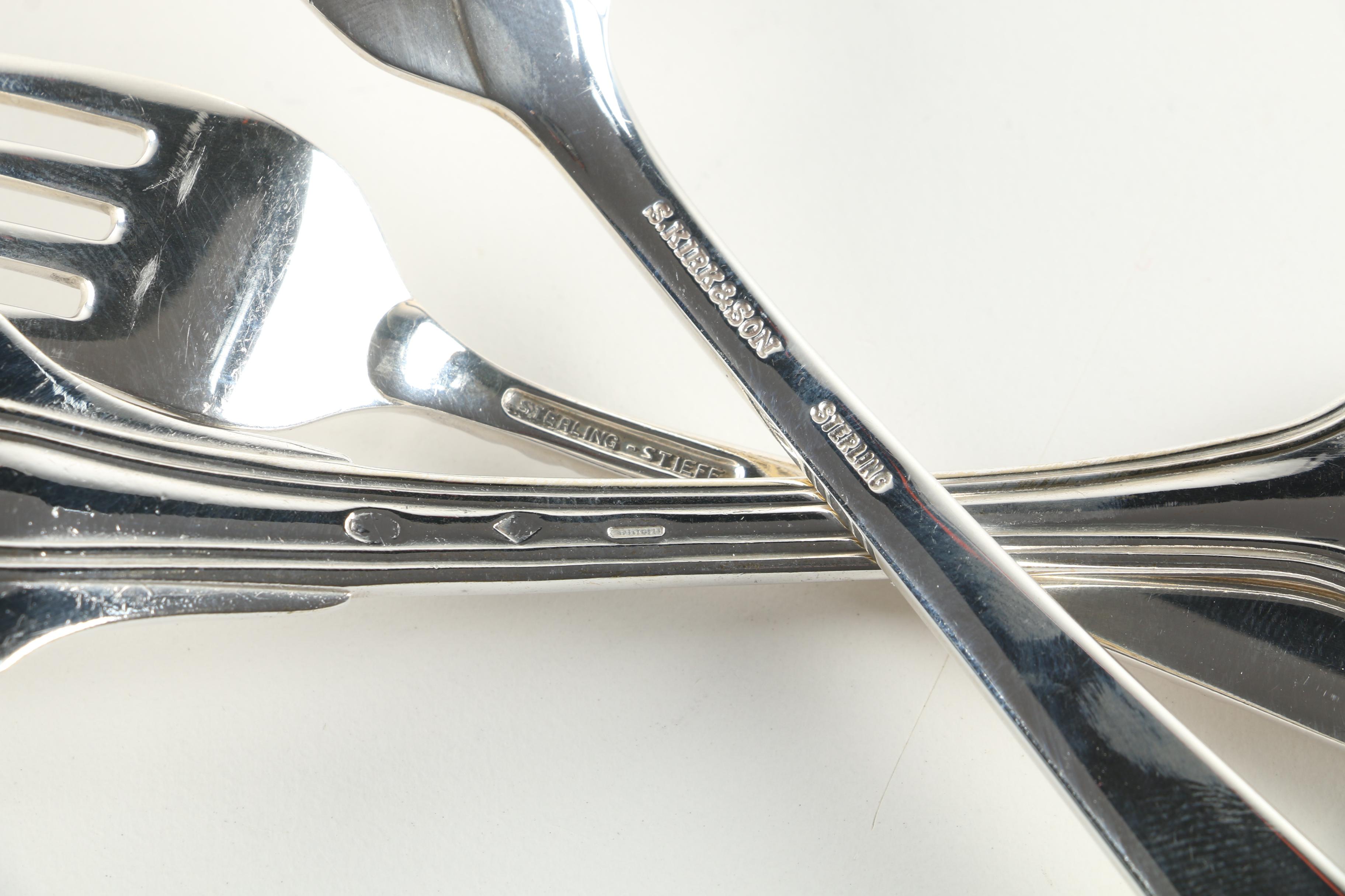 Sterling Silver Dinner Forks Featuring Kirk-Stieff Co. and R. Wallace & Sons