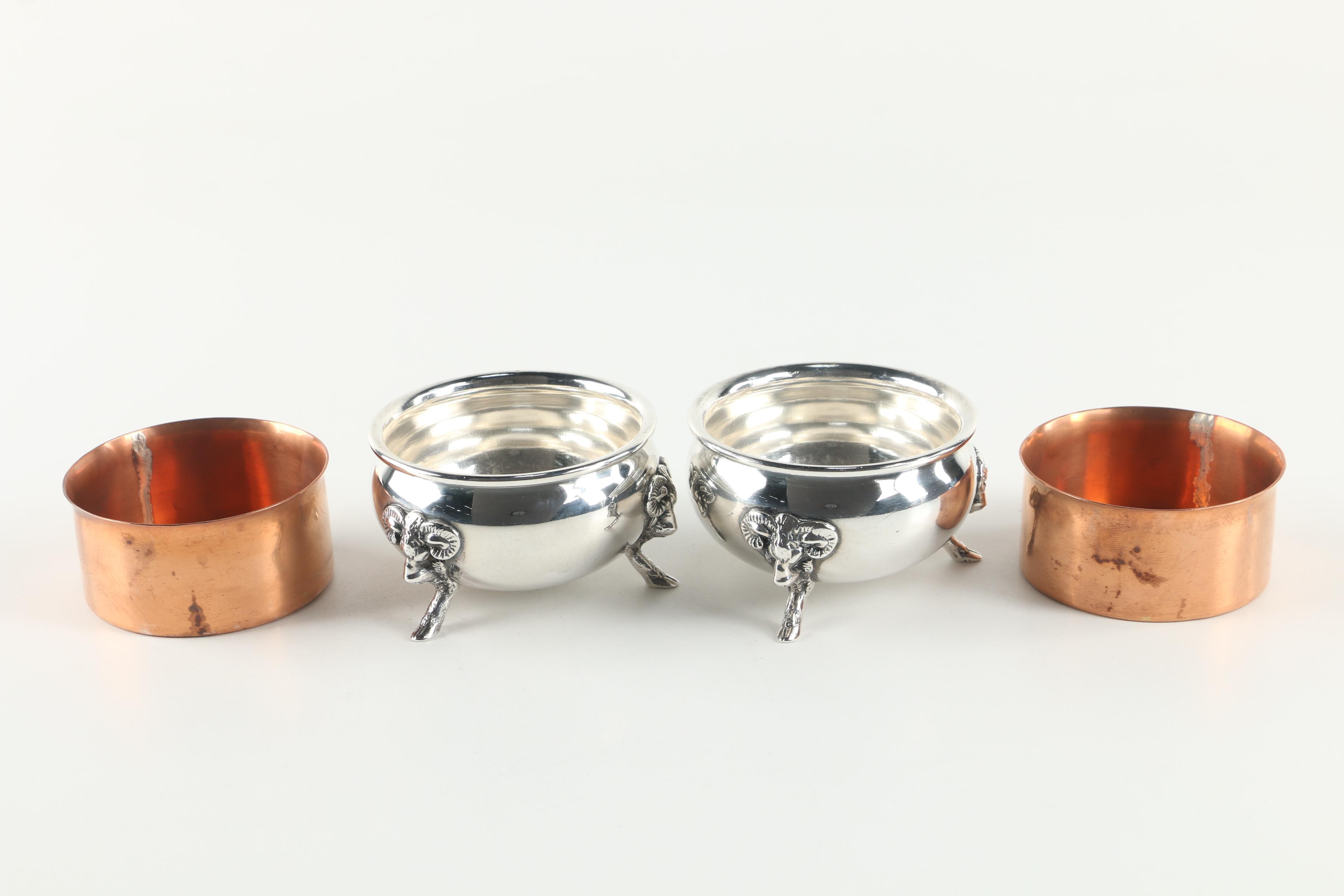 Ellmore Silver Co. Sterling Silver Salt Dips with Copper-Toned Inserts