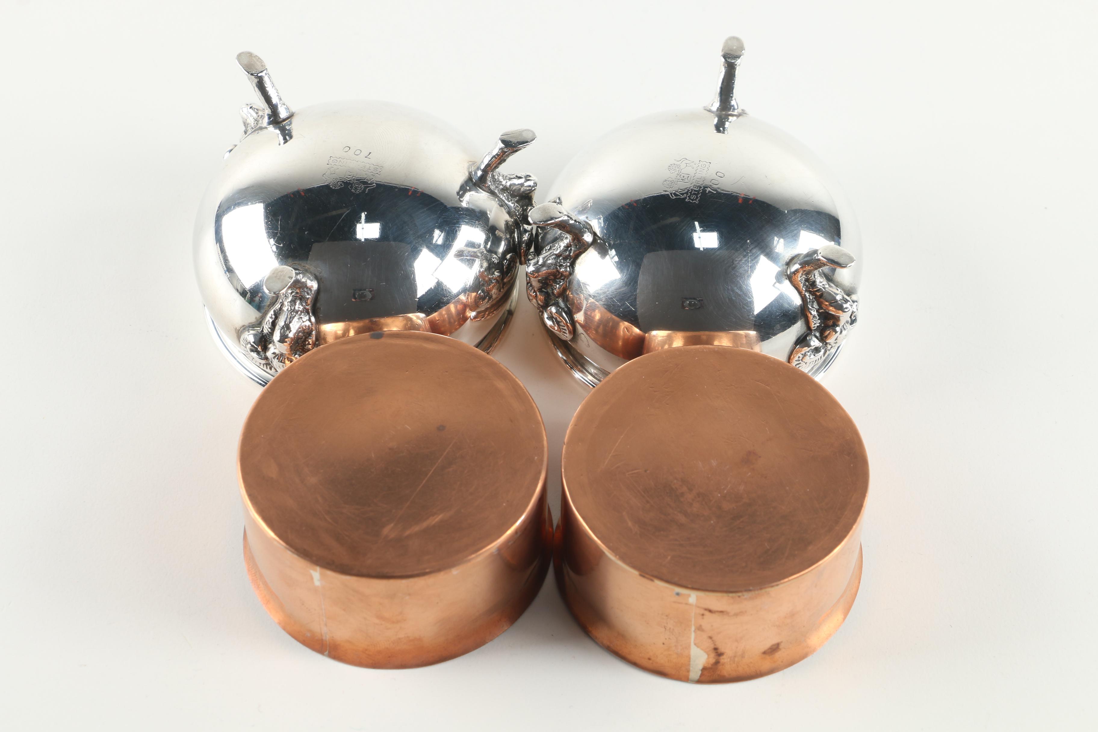 Ellmore Silver Co. Sterling Silver Salt Dips with Copper-Toned Inserts