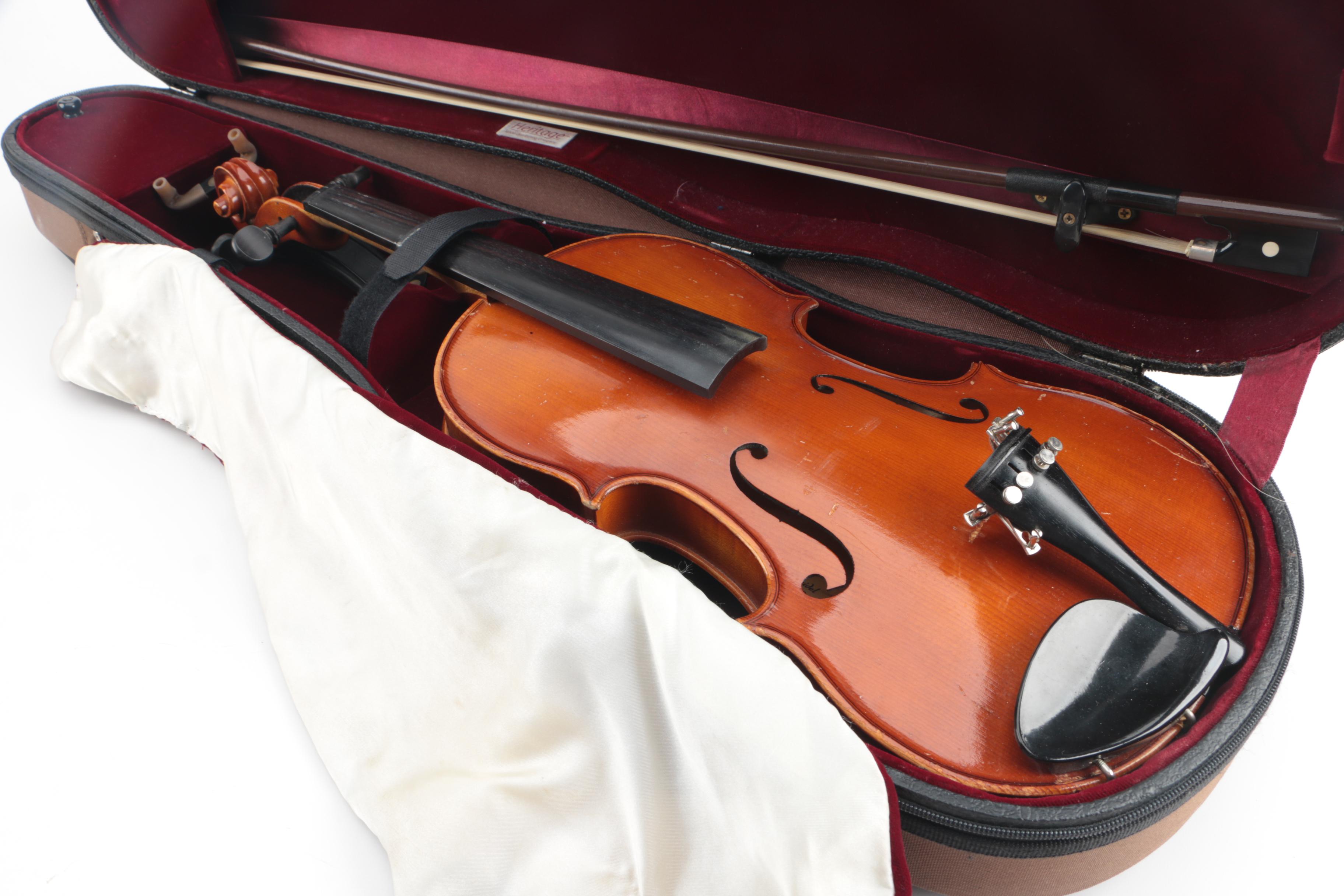 1991 A.R. Seidel Stradivarius Copy 4/4 Violin with Case and Glasser Bow