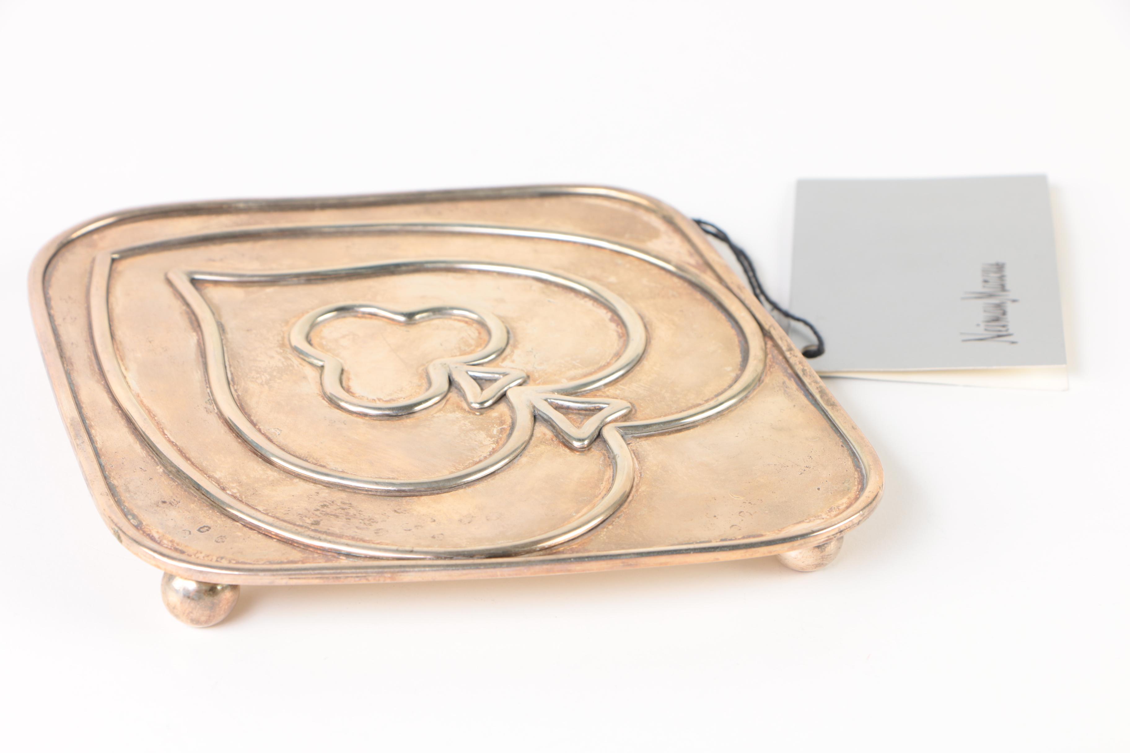 Vintage James E. Bushell English Silver Plate Card Suits Motif Trivet