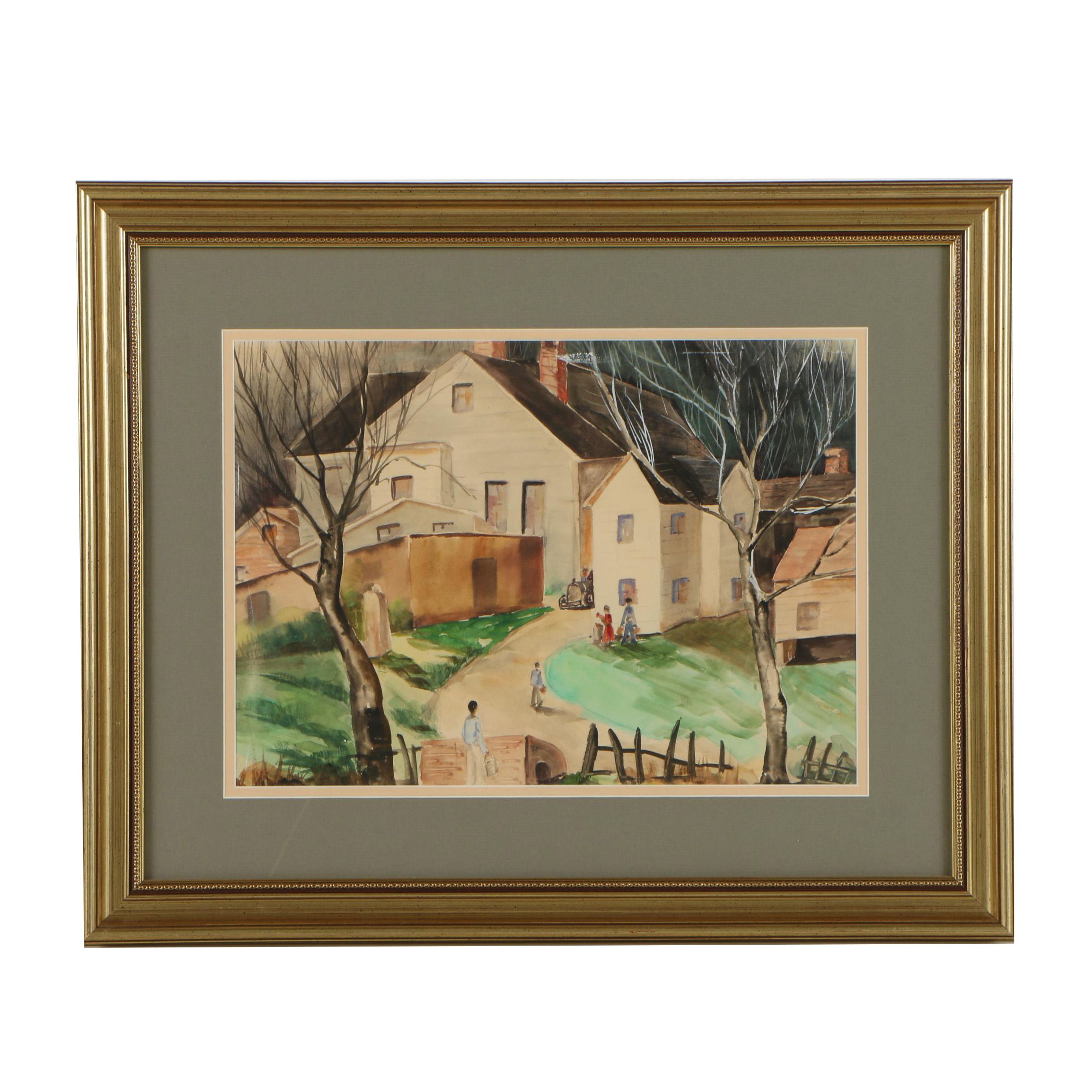 Mid to Late 20th Century Watercolor Painting