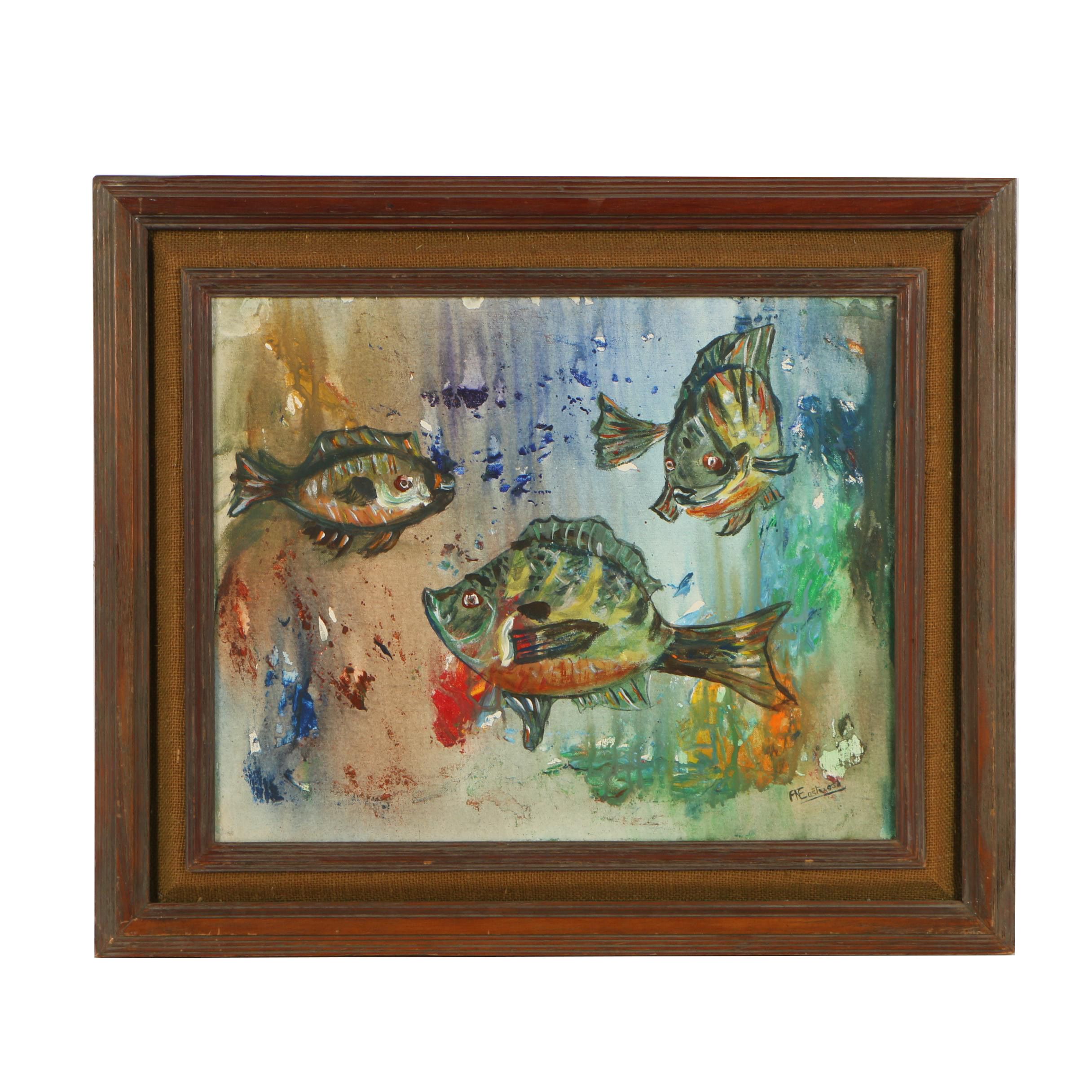 Flora N. Eastwood Mid to Late 20th Century Oil Painting "Sea Fantasy"