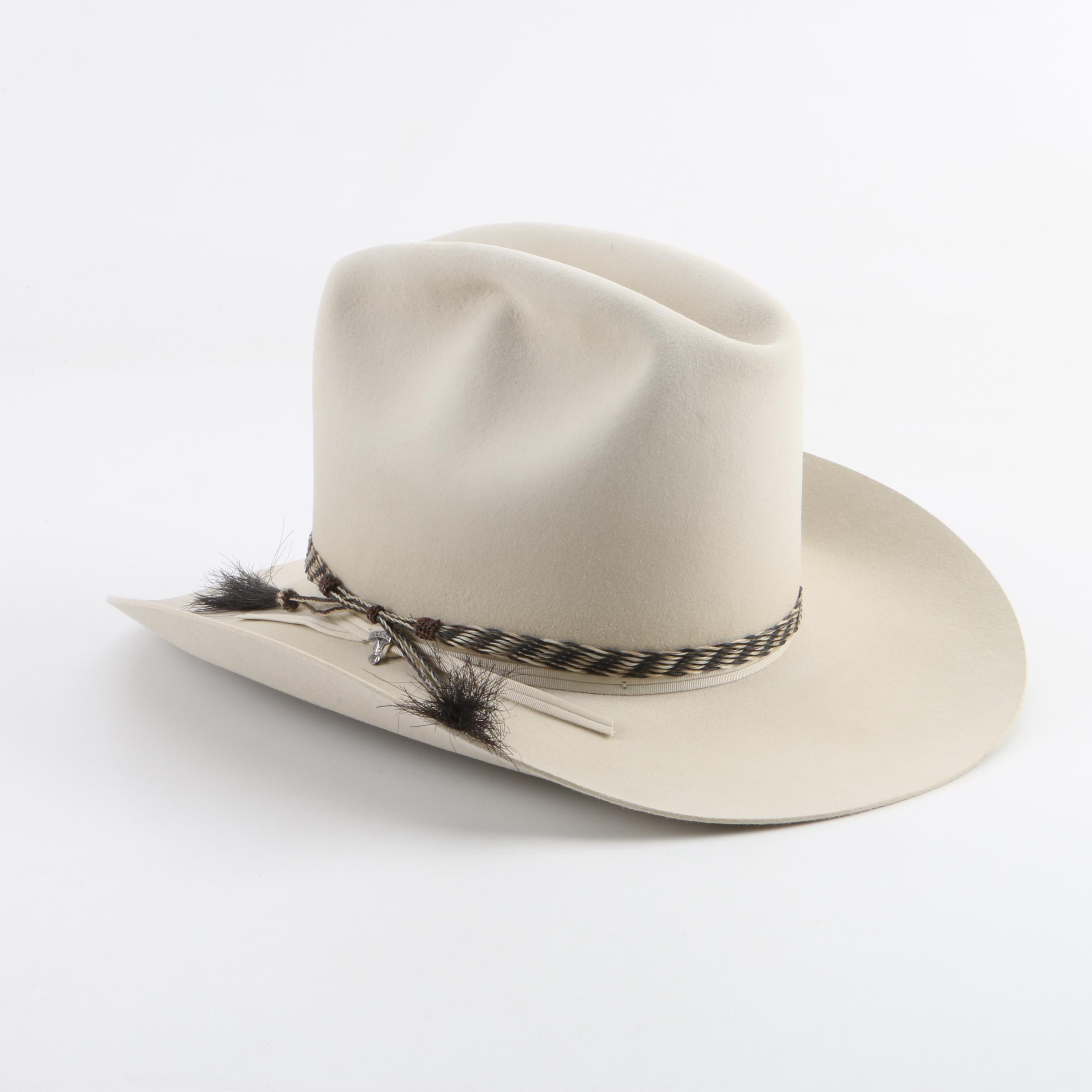 Men's American Hat Co. Cream 10X Beaver Felt Western Hat with Selection of Bands
