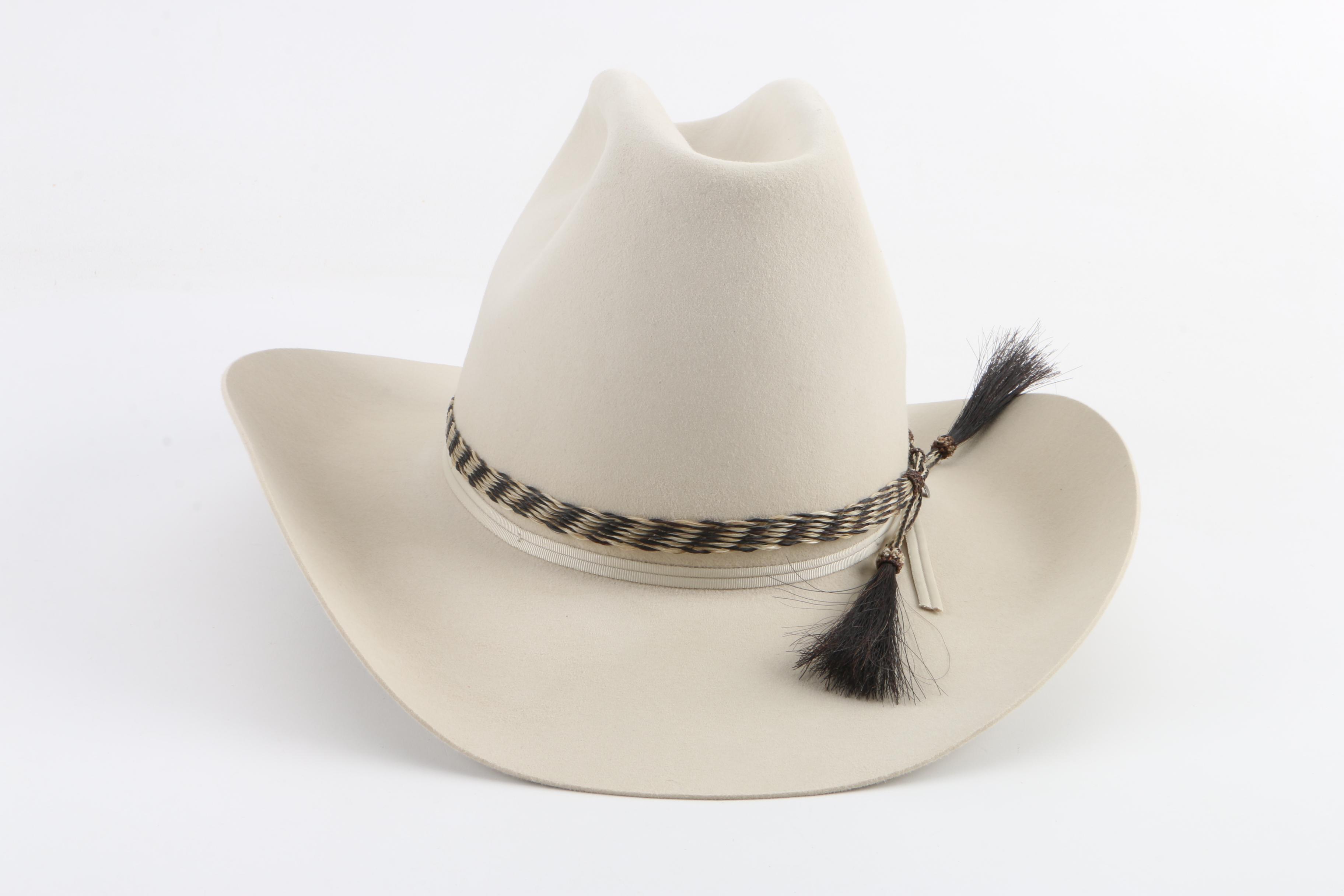 Men's American Hat Co. Cream 10X Beaver Felt Western Hat with Selection of Bands