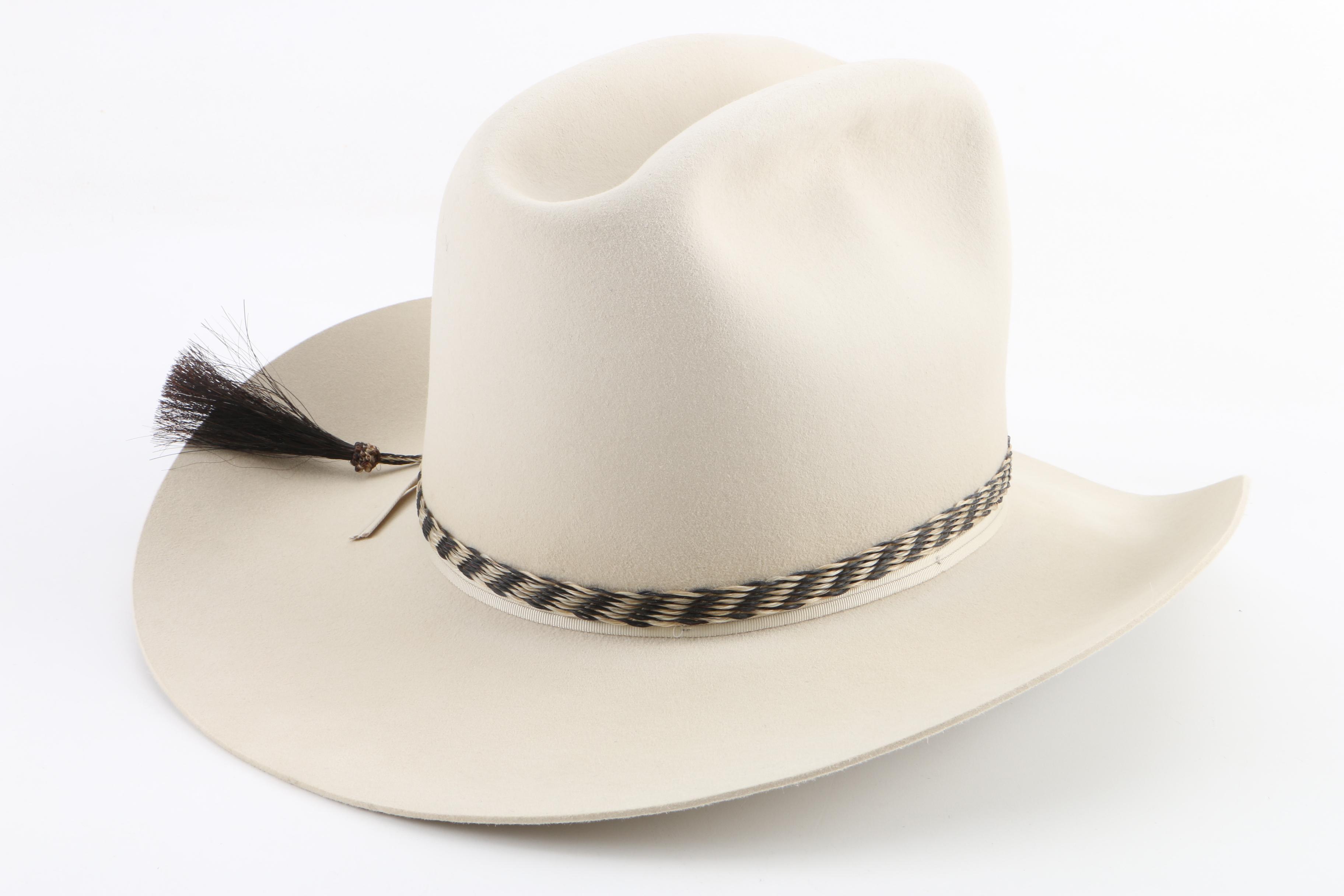 Men's American Hat Co. Cream 10X Beaver Felt Western Hat with Selection of Bands
