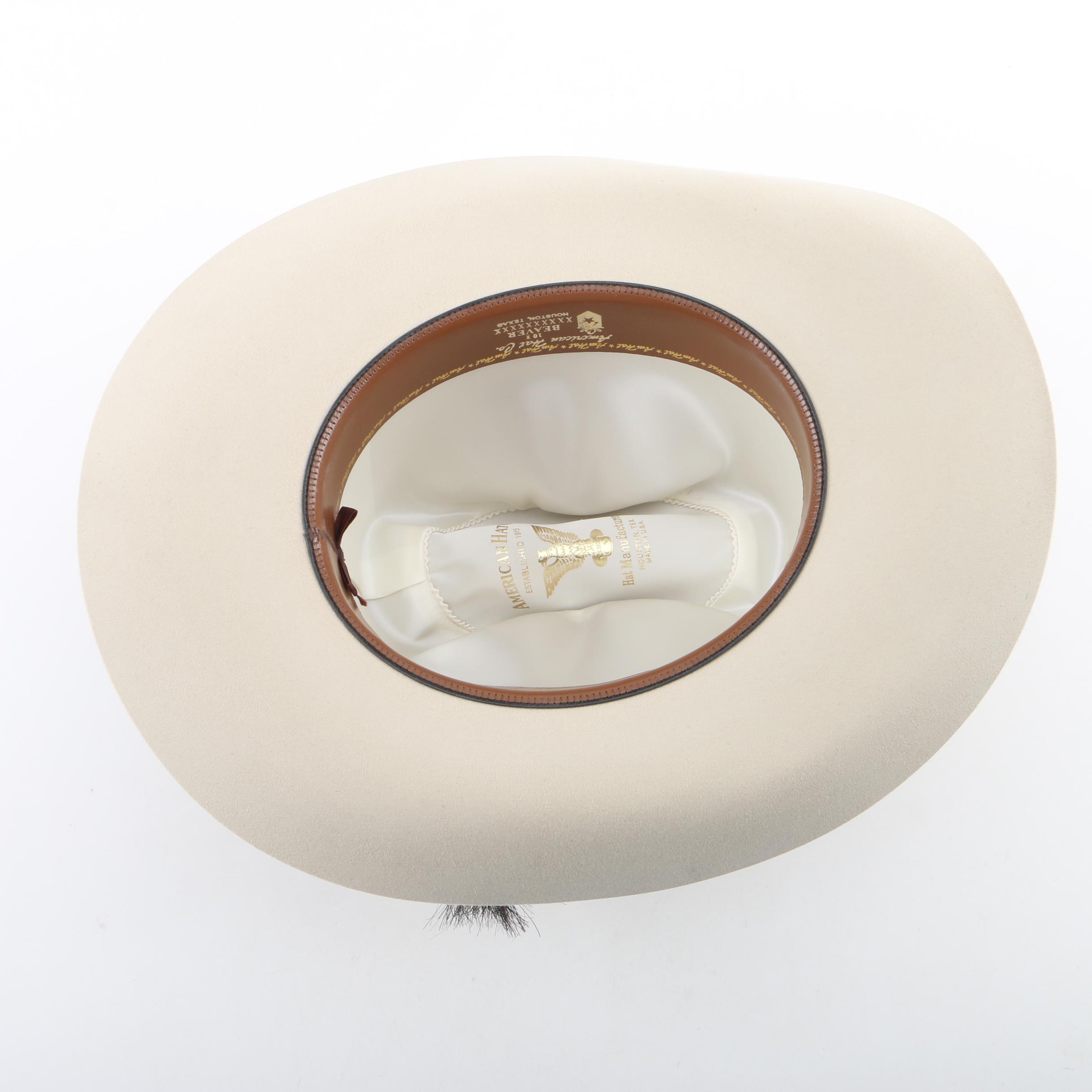 Men's American Hat Co. Cream 10X Beaver Felt Western Hat with Selection of Bands