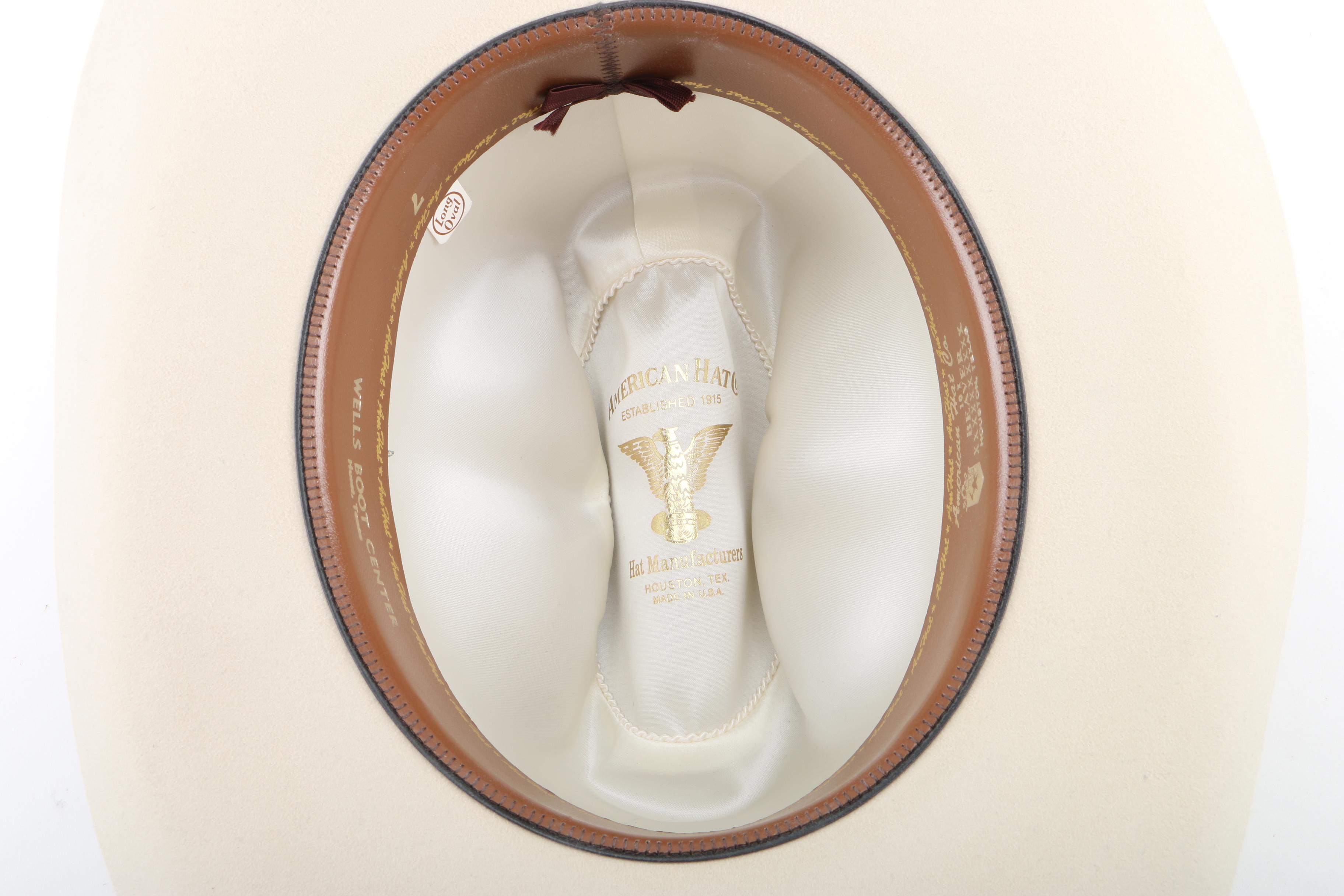 Men's American Hat Co. Cream 10X Beaver Felt Western Hat with Selection of Bands