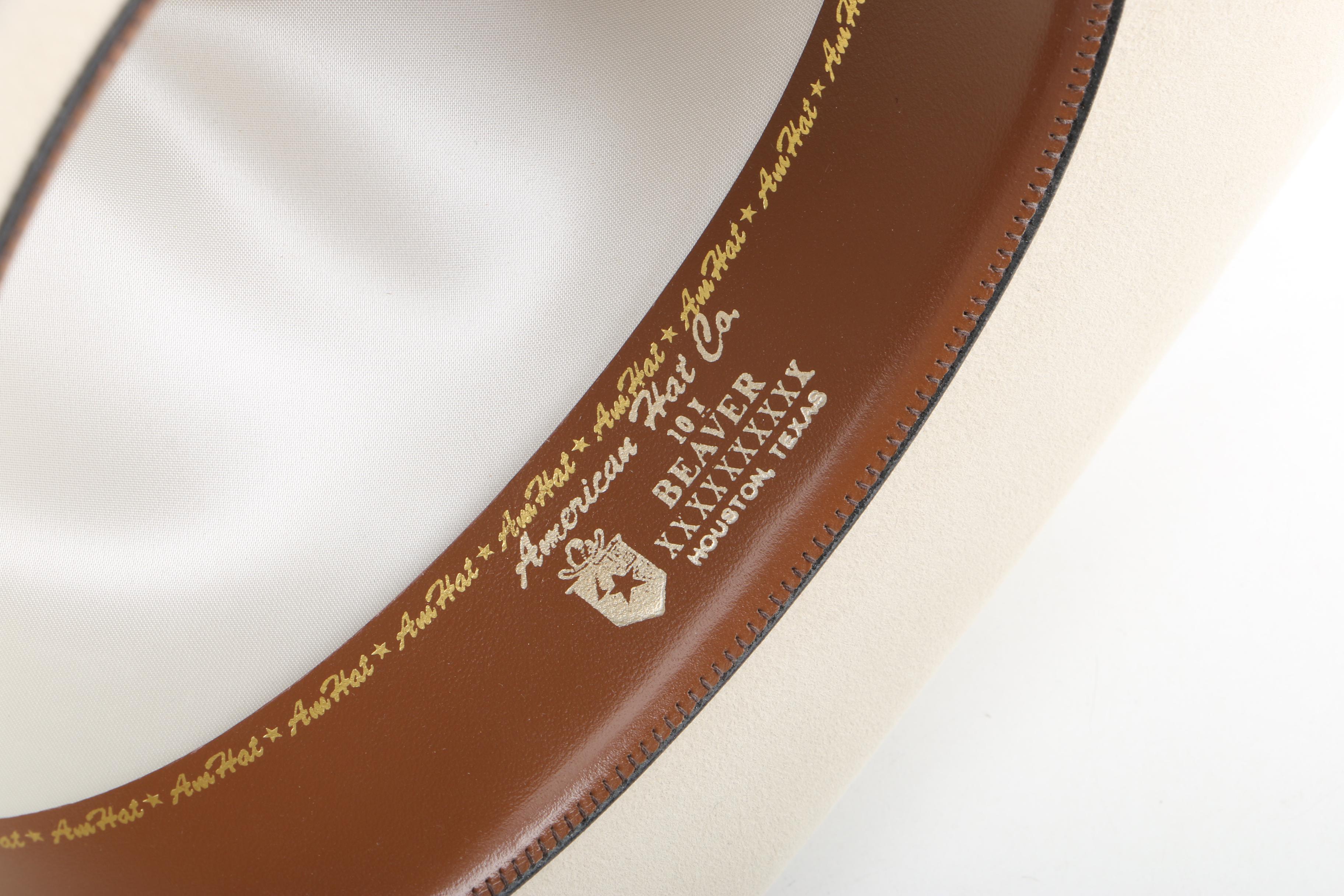 Men's American Hat Co. Cream 10X Beaver Felt Western Hat with Selection of Bands