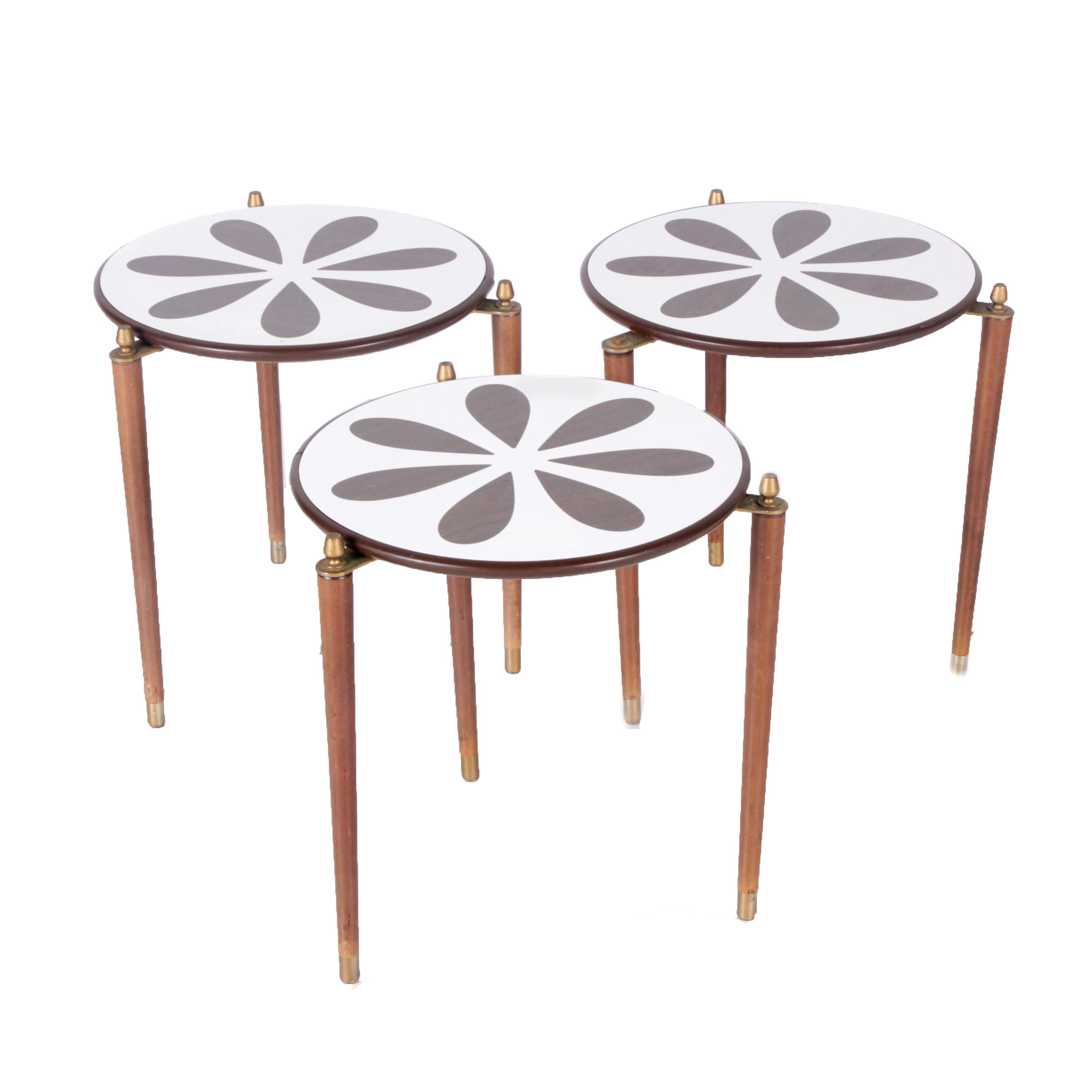 Mid Century Modern Flower Top Stacking Tables