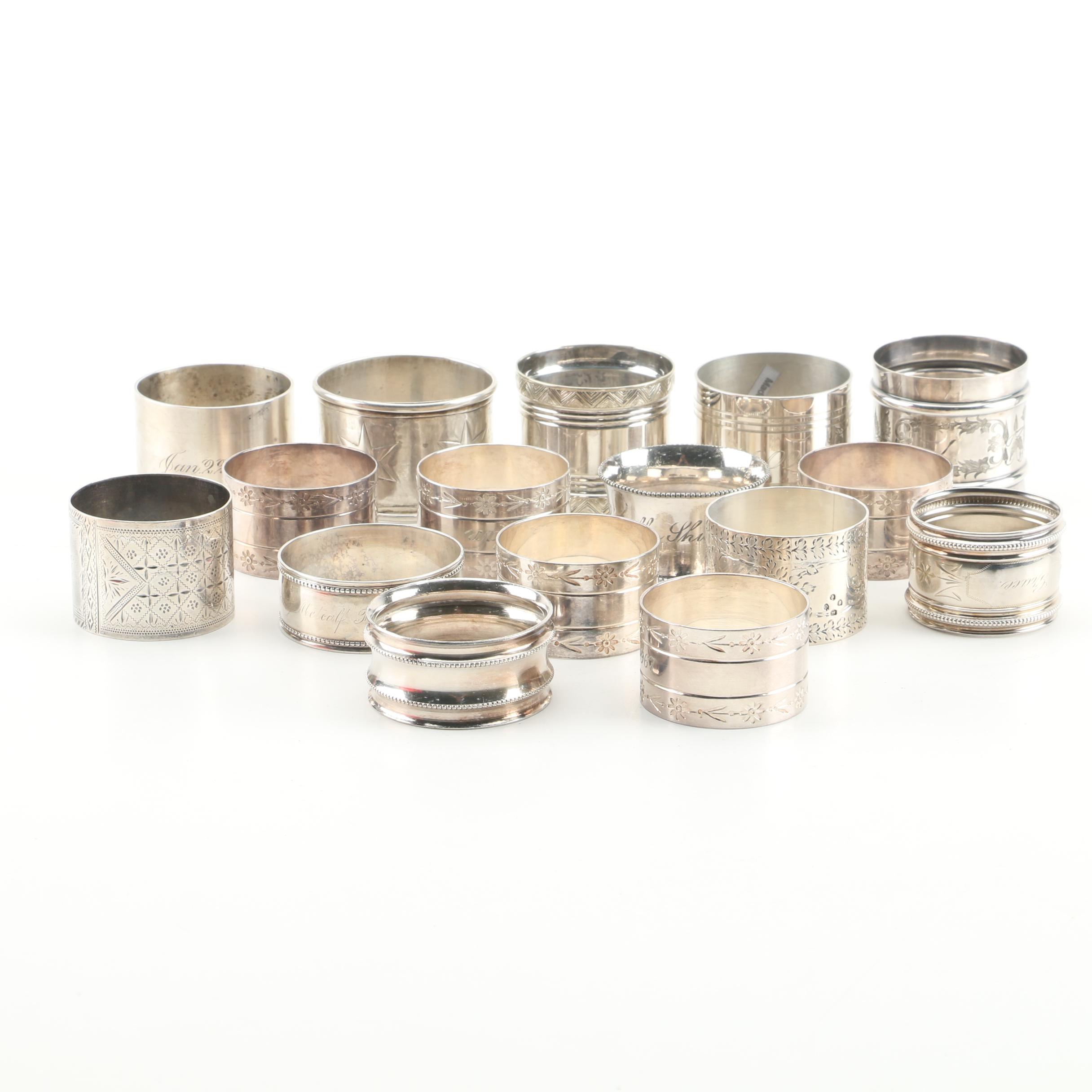 Antique George Maudsley Jackson Sterling Napkin Ring with Other Napkin Rings