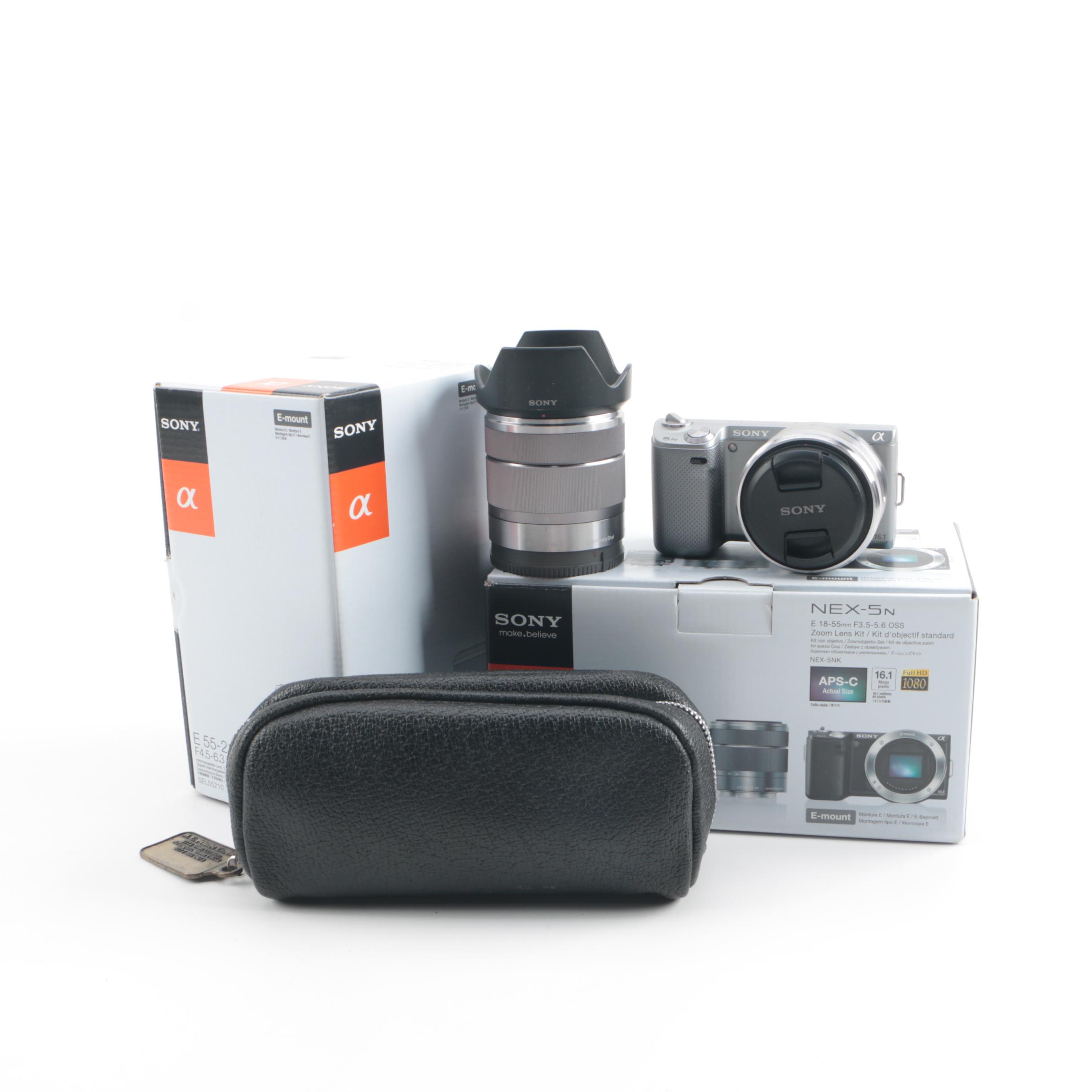 Sony NEX-5N HD AVCHD Digital Camera, Lenses and Case