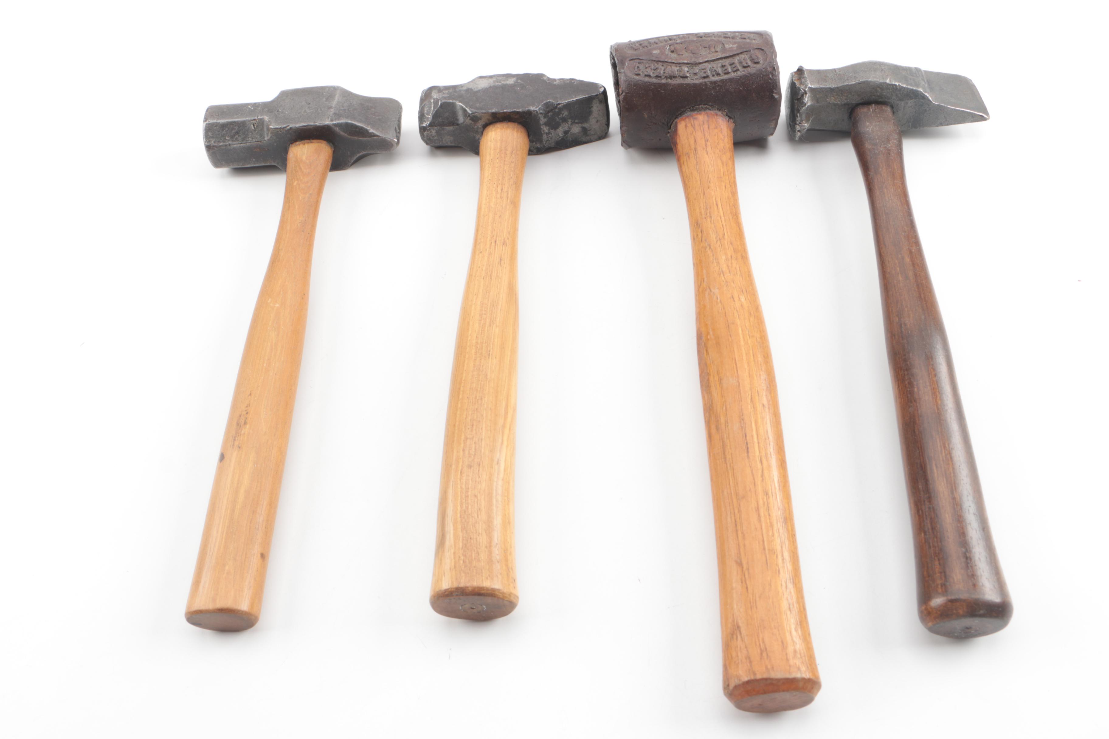 Wood Handled Hammers Including Green Tweed Defense Hammer